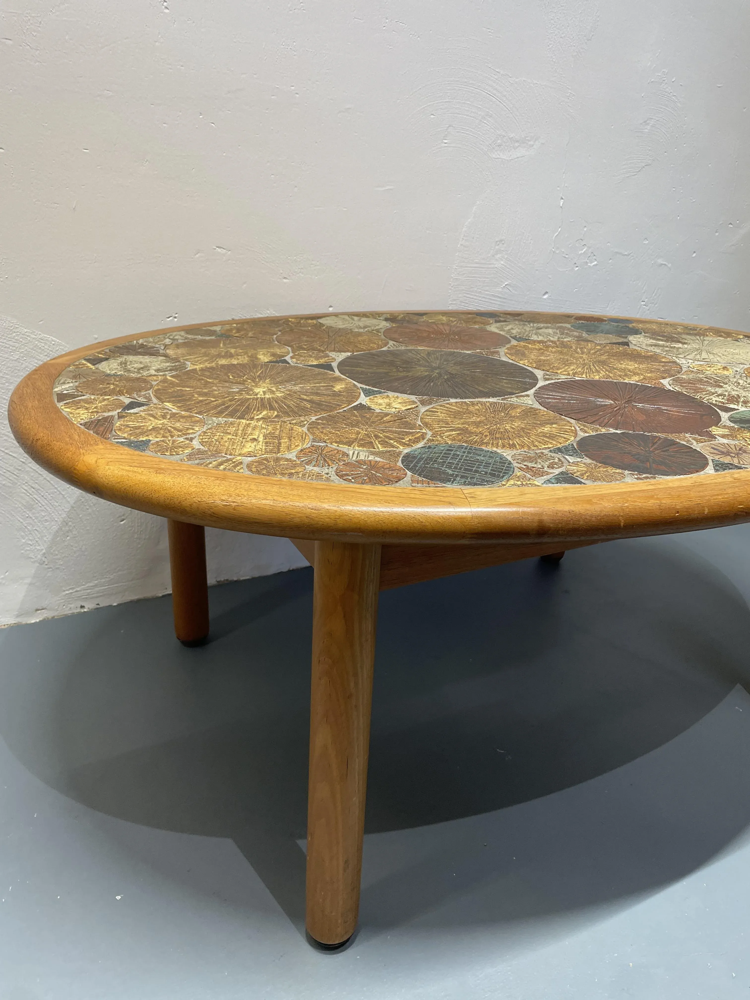 Mid-Century Danish Teak Ceramic Coffee Table by Tue Poulsen for