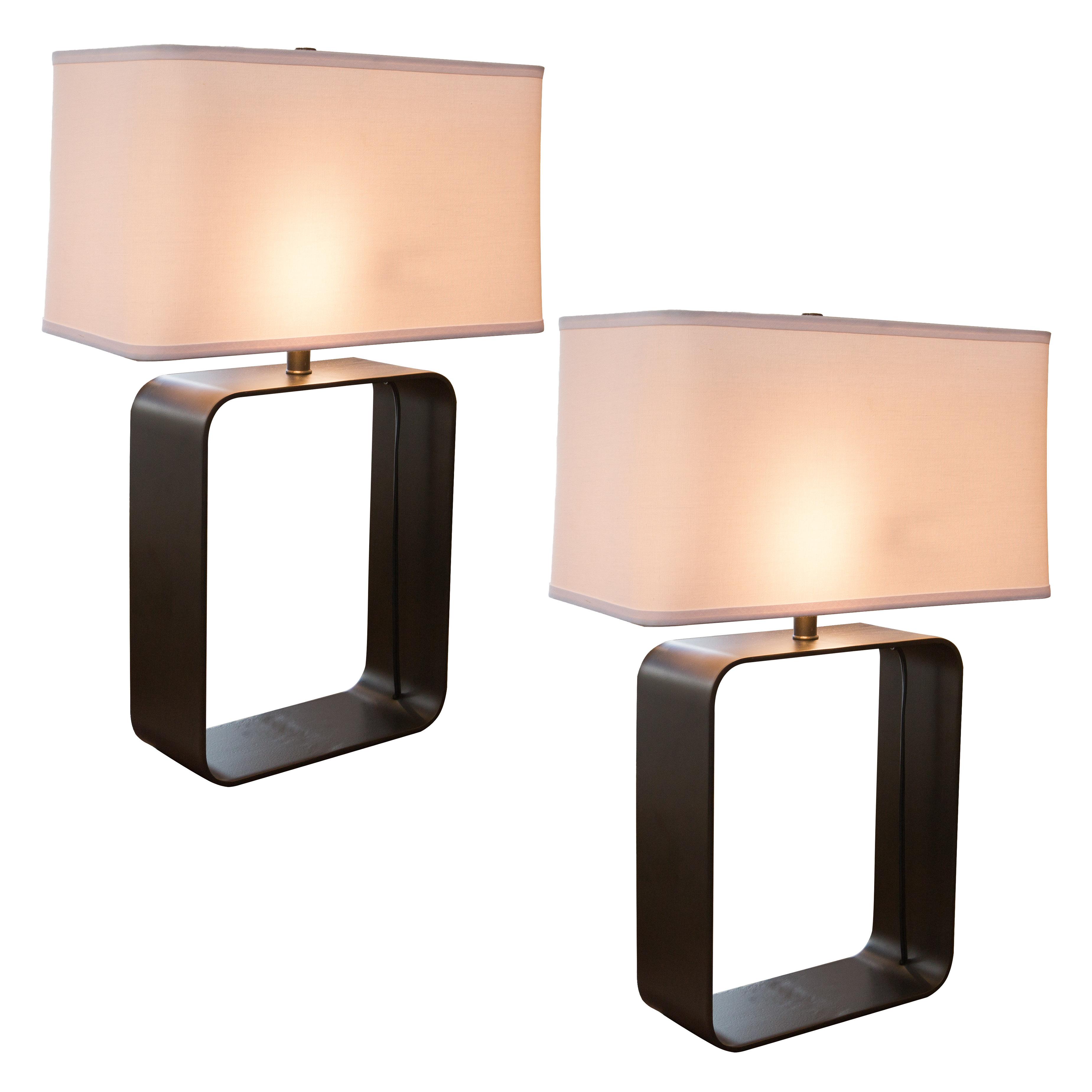 Modern Flat Bar Table Lamps A Pair Chairish