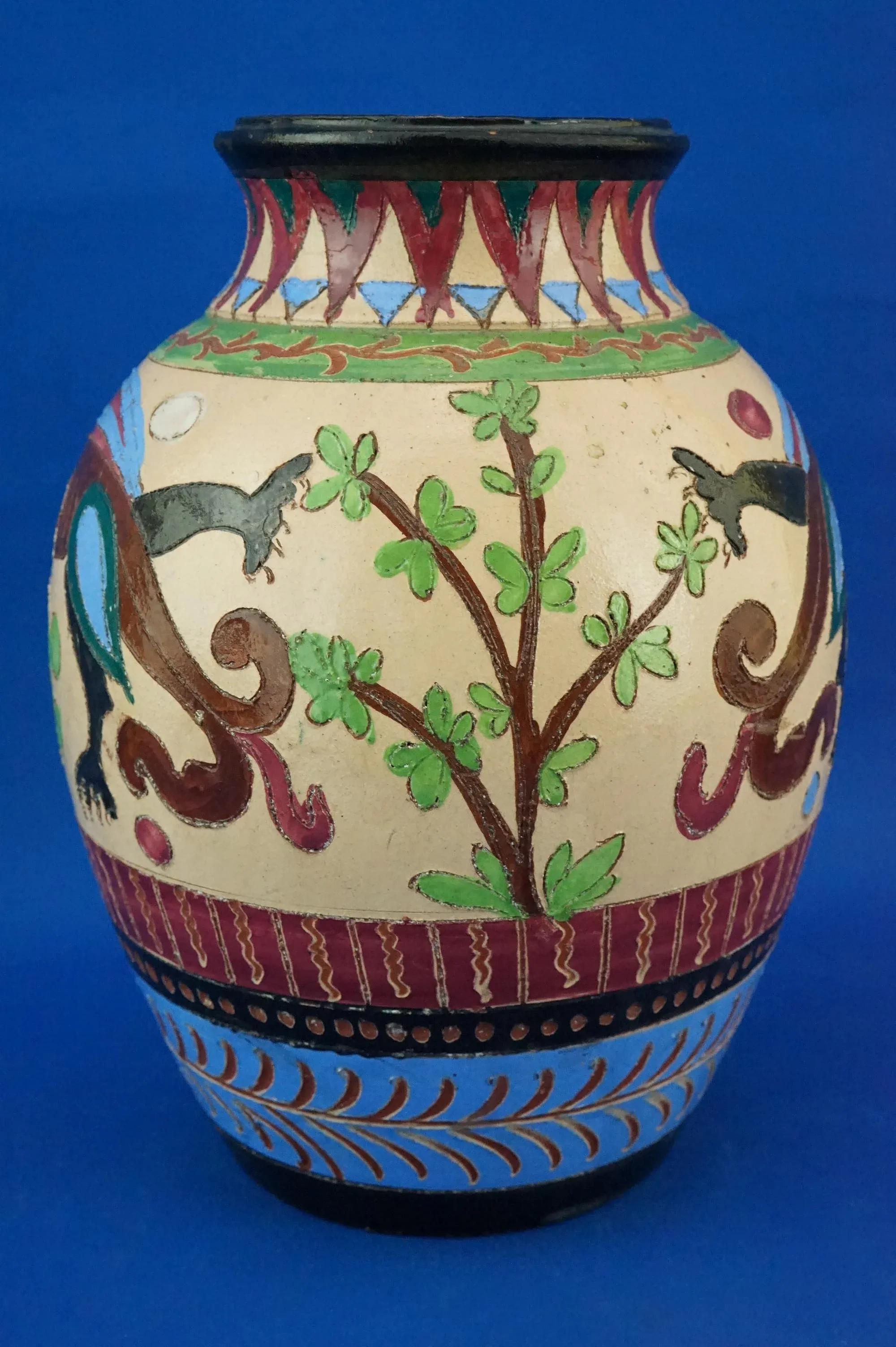 Vintage Ceramic Vase with Dragons from Dante Milanis Factory, 1940s