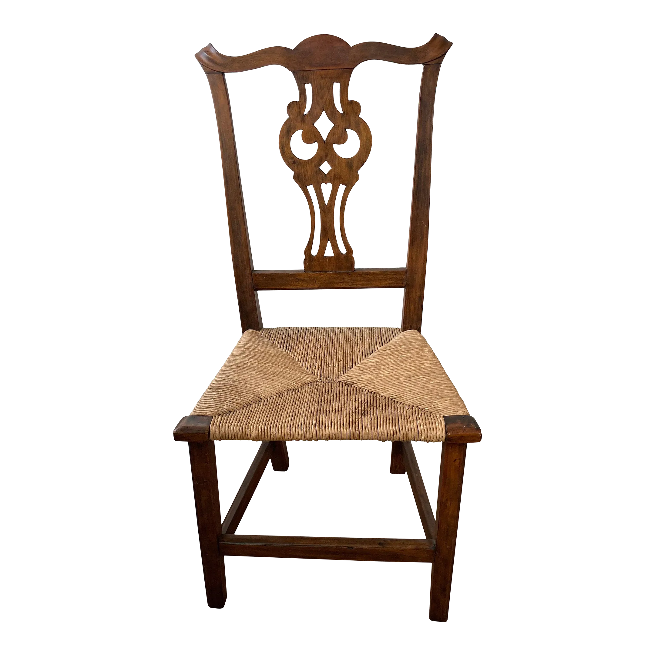 Antique Chippendale Chair with Rush Seat