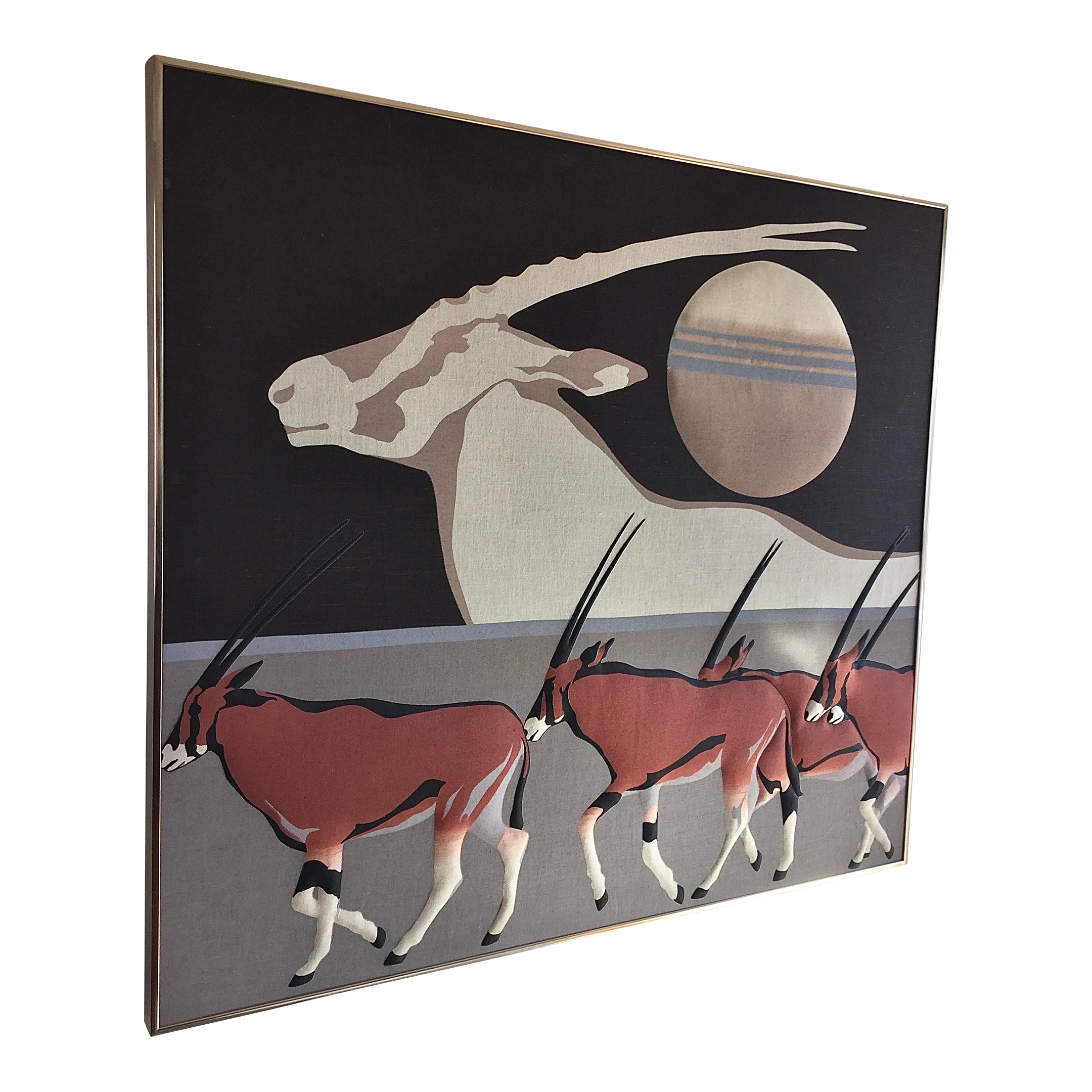 ビンテージ VOGUE MOON スカーフ アート 絵画 シルク100% レトロ