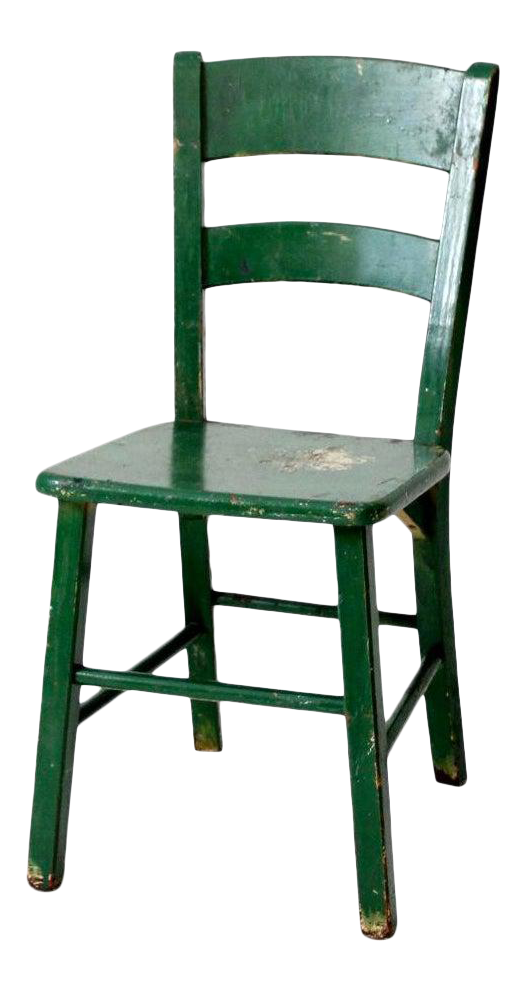 Antique Green Painted Wooden Chair Chairish