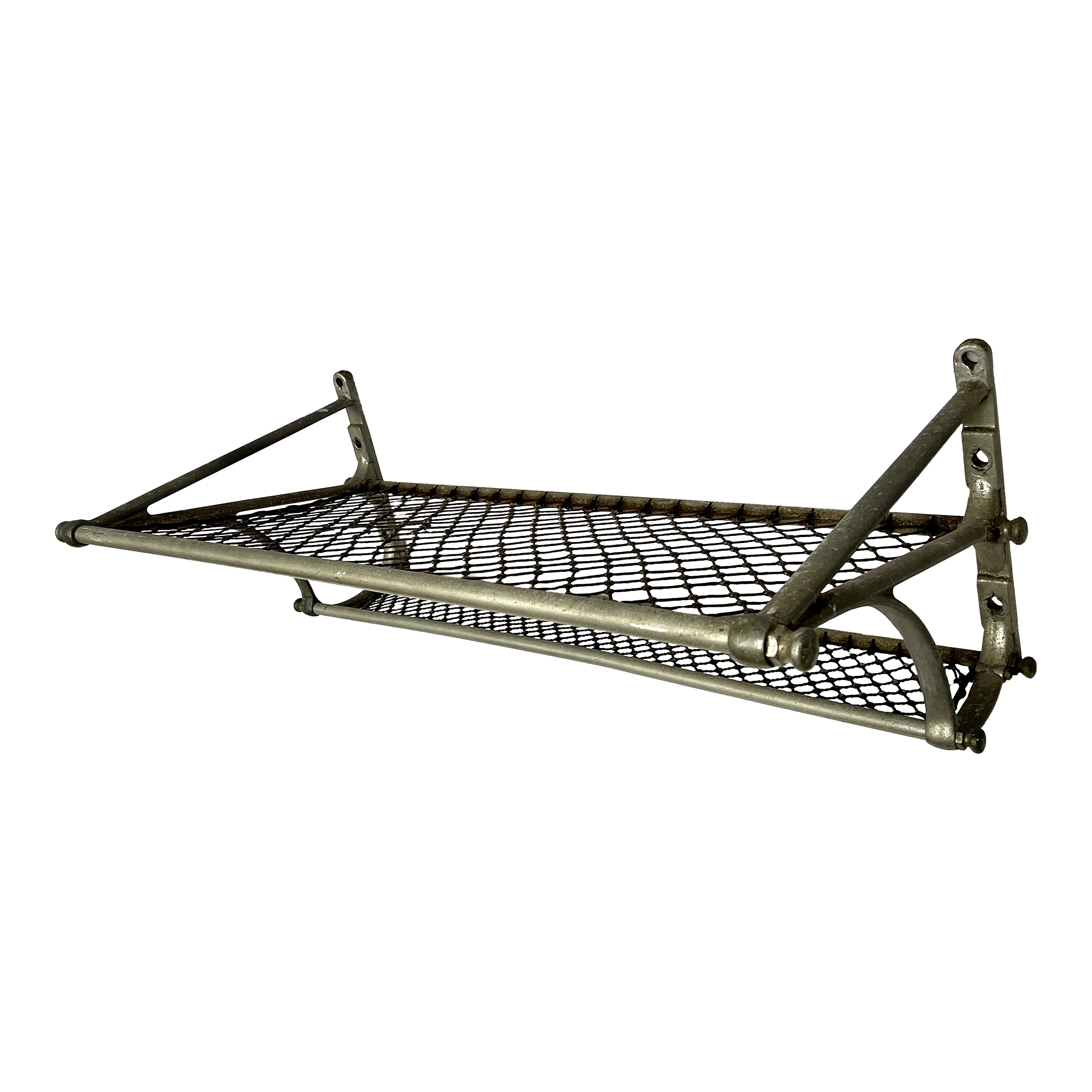 Early 1900s French Metal Two Shelf Train Luggage Rack
