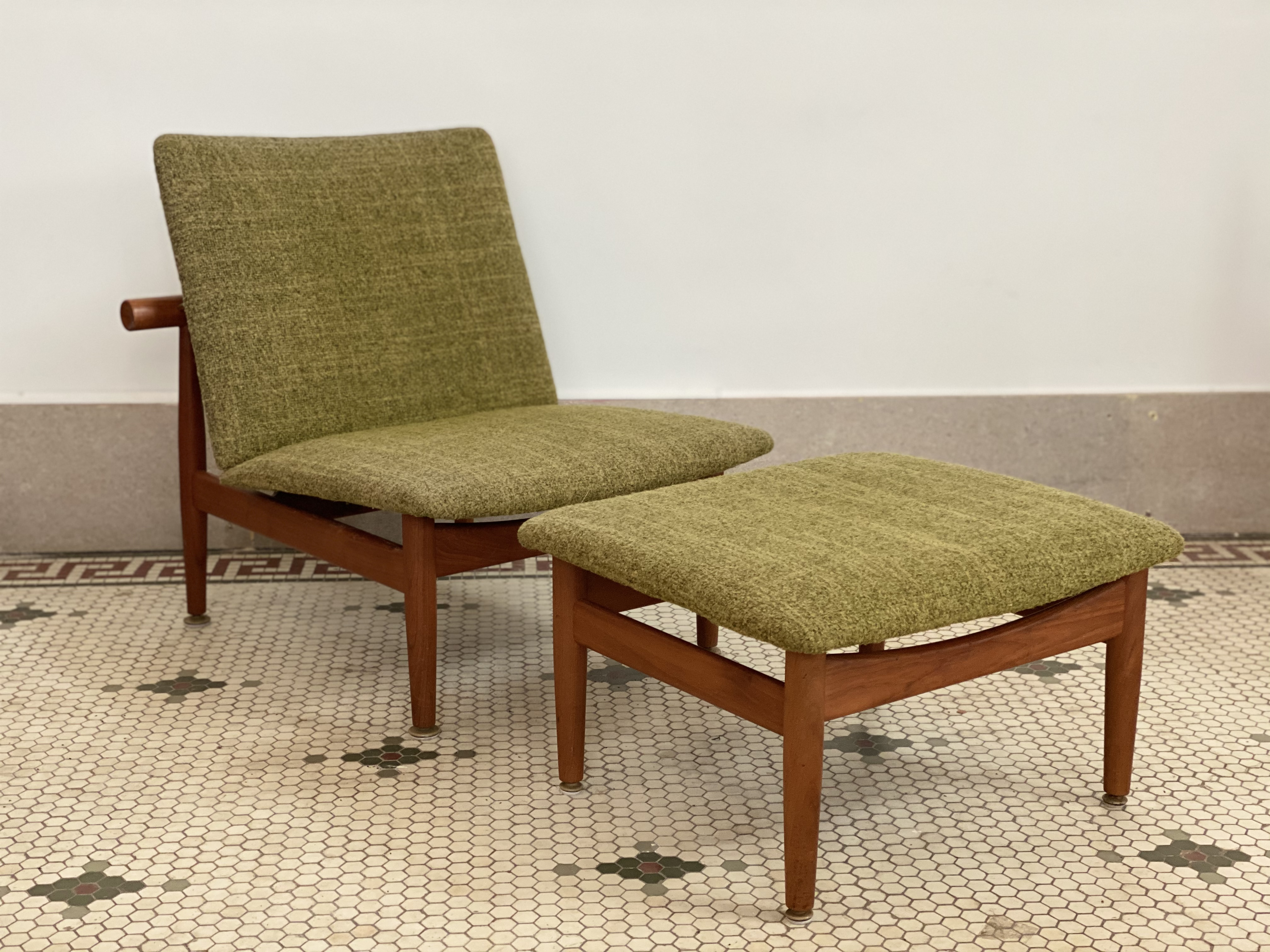 Finn Juhl Model 137 Teak Chair and Ottoman Chairish