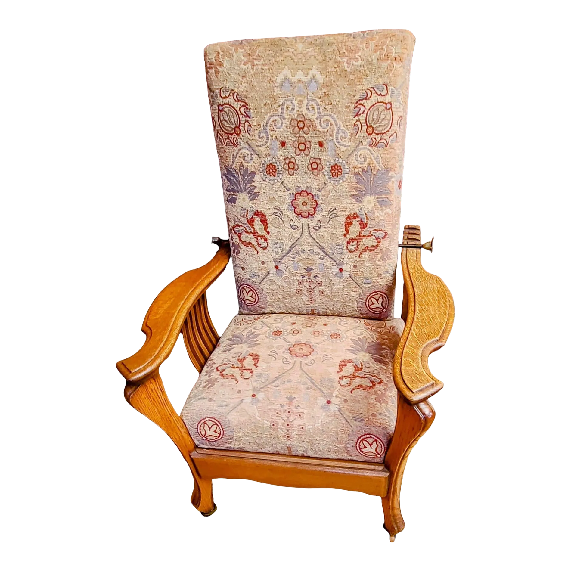 1950 Reclining Morris Chair With Re-Upholstered Fabric and a