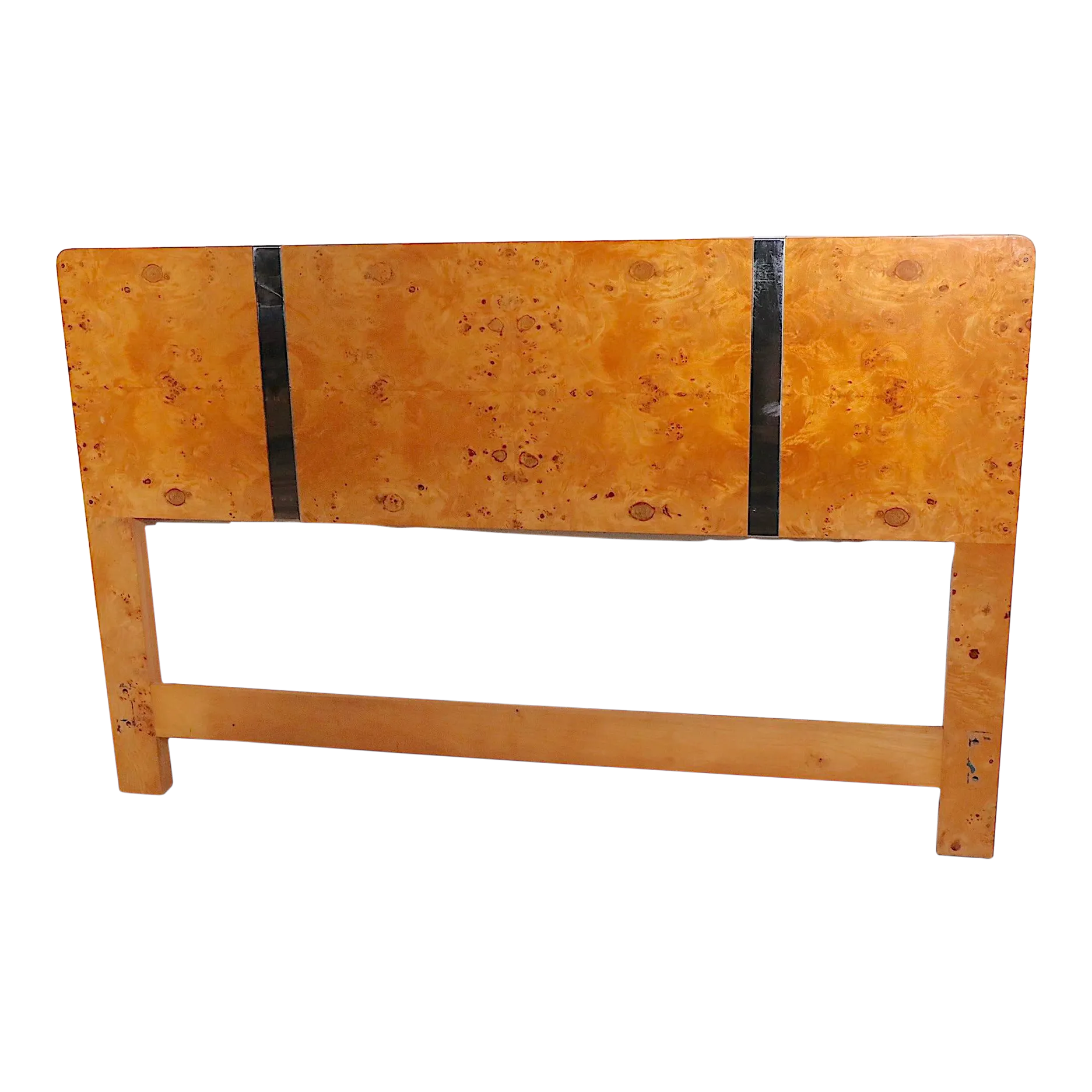 Burl and Chrome Full Size Headboard After Baughman Circa 1970's Chairish