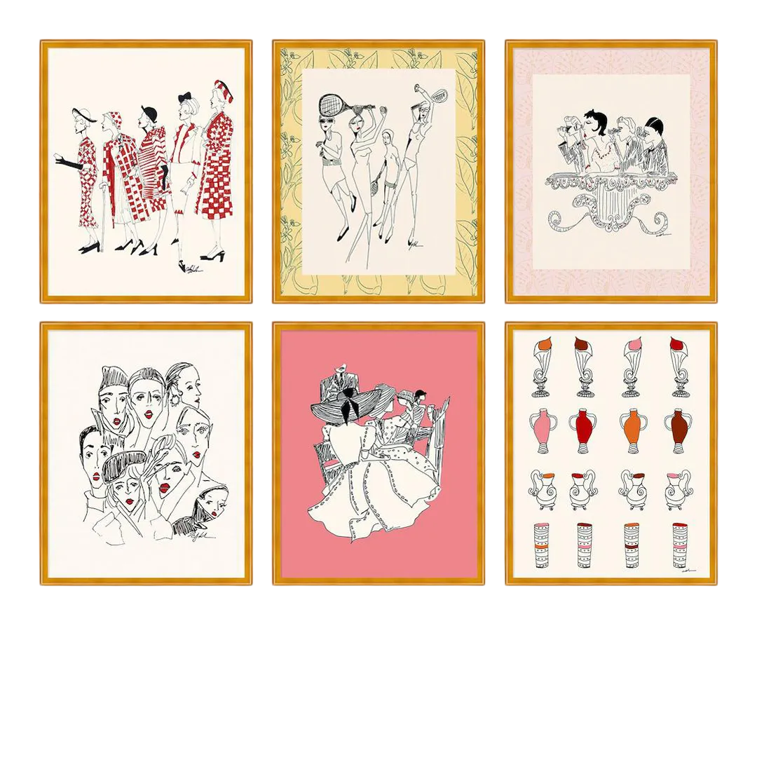 Carly Kuhn in Gold Frame, Small Art Prints, Set of 6 Chairish