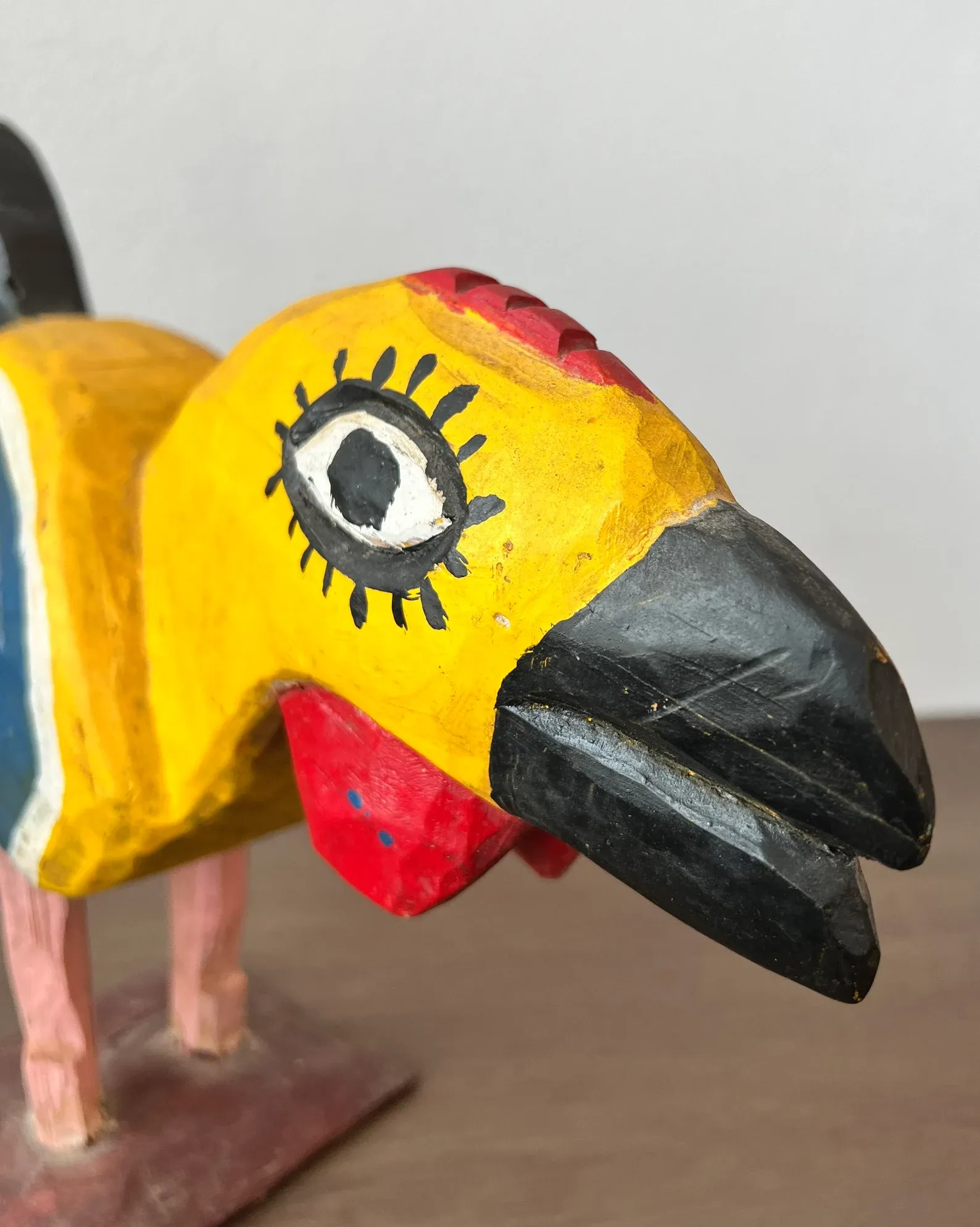 Vintage Guatemalan Hand Carved Bird Folk Art Sculpture
