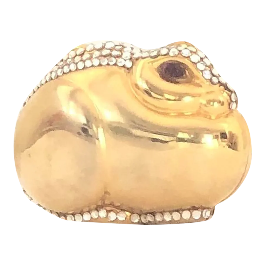 1980s Judith Leiber Pillbox Bunny Rabbit Gold Plated Metal Rhinestones ...