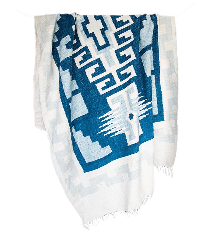 Blue & White Handwoven Geometric Rug 5′ × 8′6″ Chairish