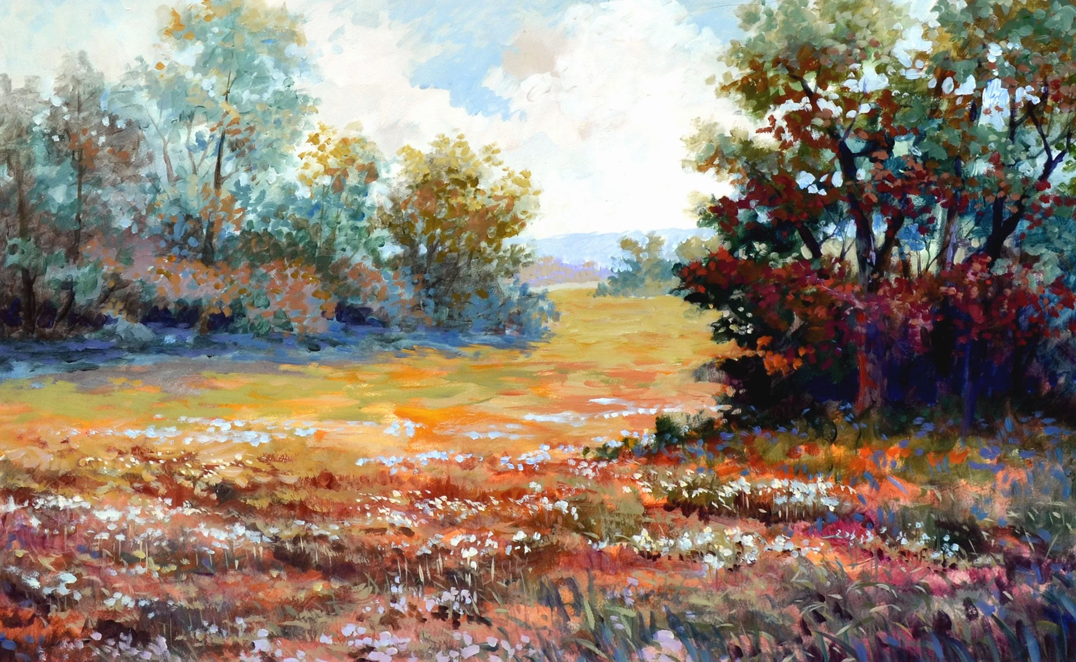 絵画 Spring in the Valley Spring in the Valley Landscape by J a Johnson | Chairish