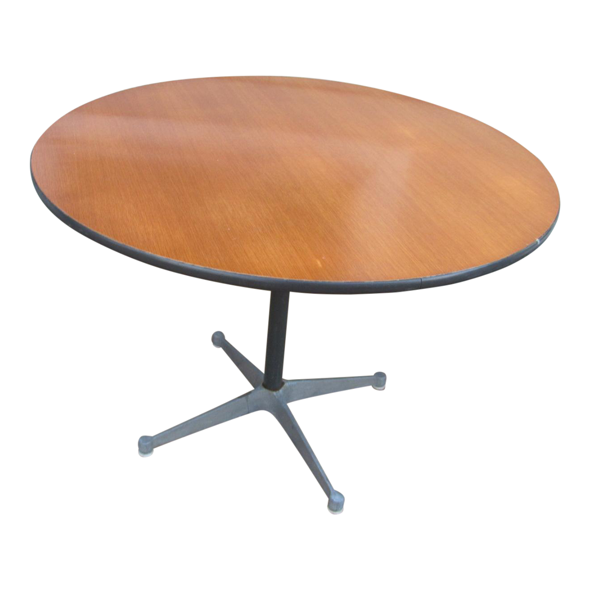 1960s Vintage Round Eames for Herman Miller Dining Table With Teak Top