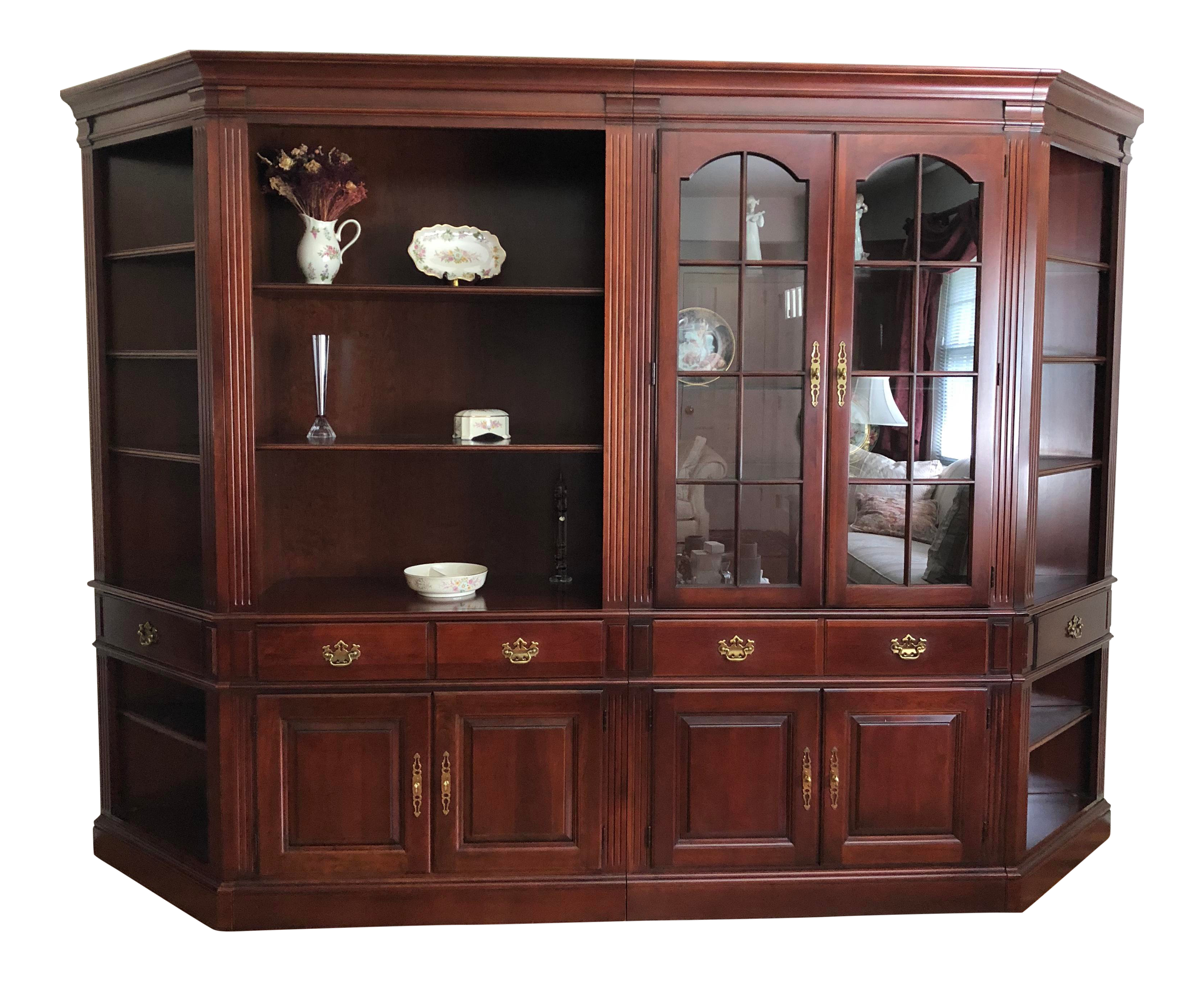 Vintage Pennsylvania House Cherry Wood Display Cabinet 4 Pieces