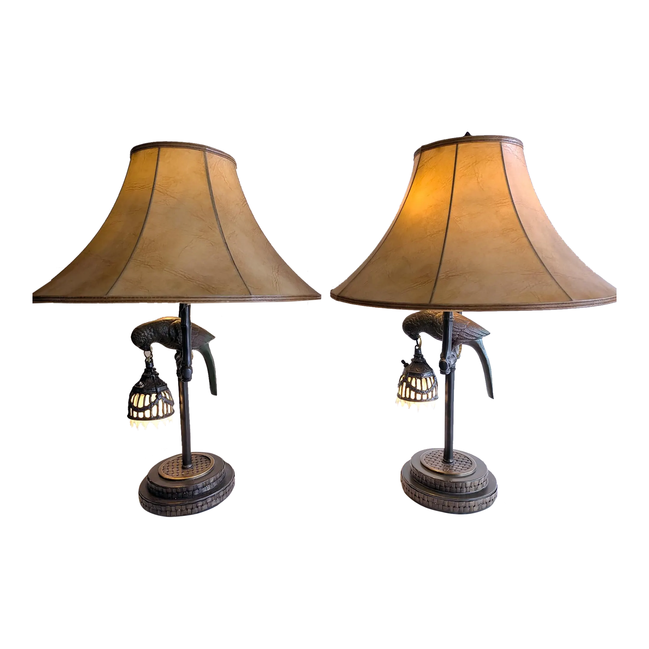 1990s Frederick Cooper Parrot Lamps - a Pair | Chairish