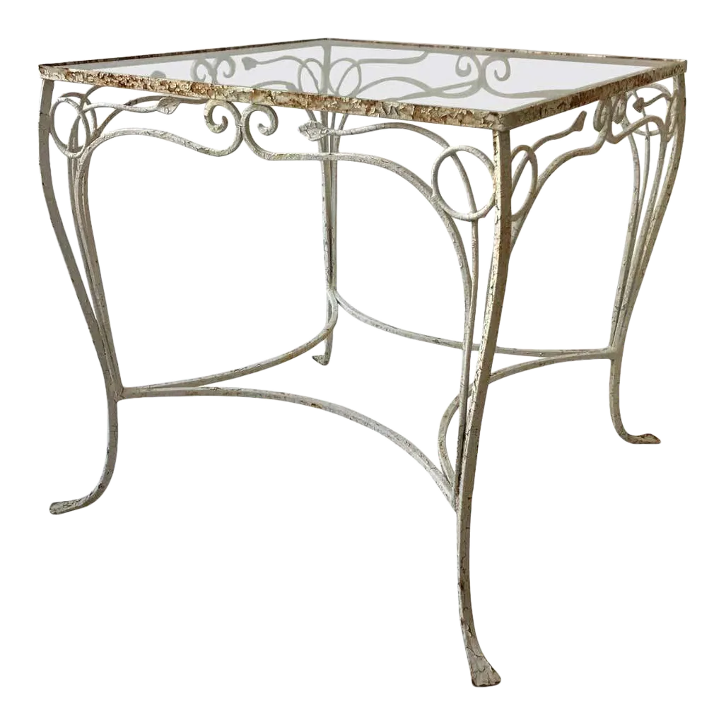 1950s Vintage Salterini Style Wrought Iron Small Outdoor Table Chairish