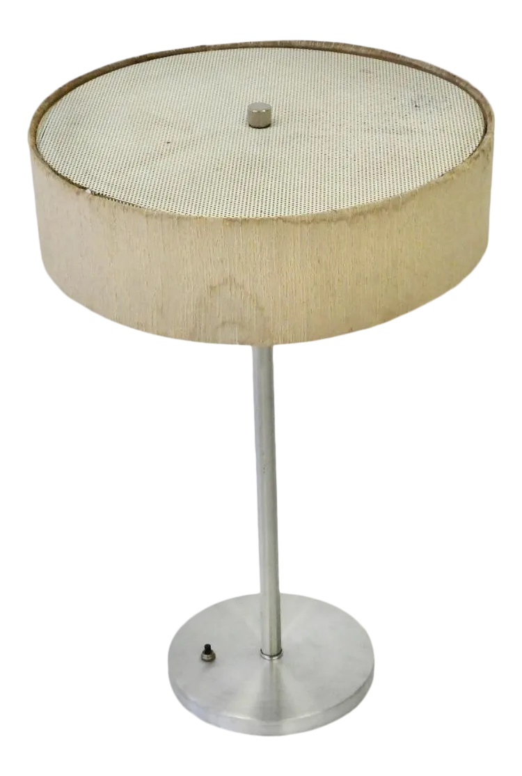 Aluminum Base Table Lamp with Original Tilt Top Silk Shade Chairish