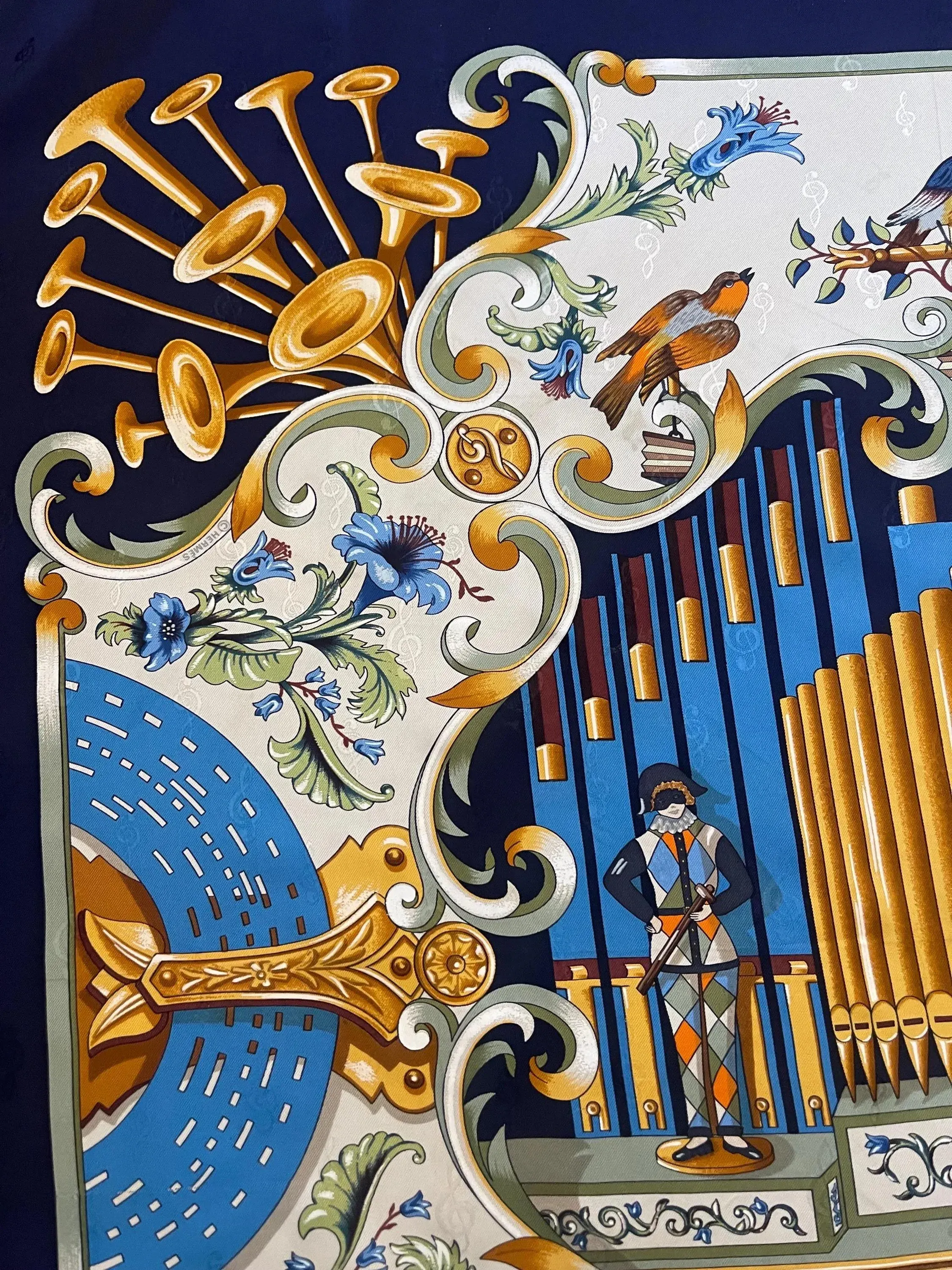 Hermès Scarf “Orgauphone Et Autres Mécaniques” 1996 | Chairish