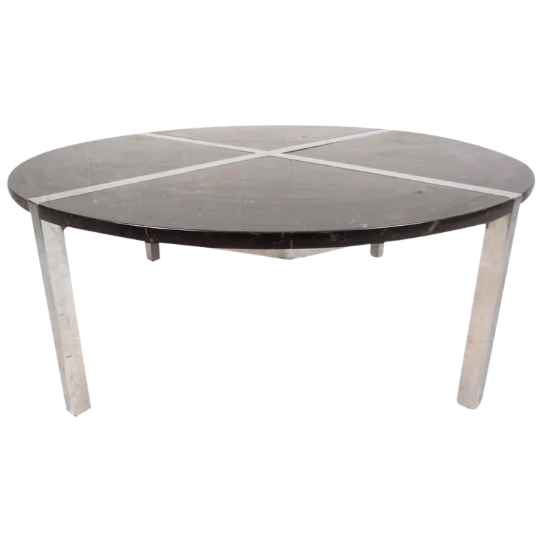 MidCentury Modern Chrome and Marble Top Coffee Table Chairish