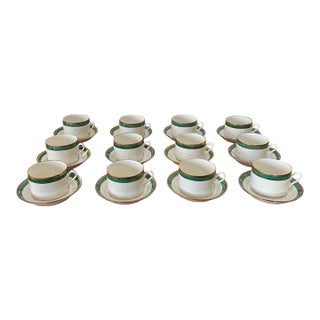 Late 20th Century Richard Ginori Palermo Green Cups and Saucers