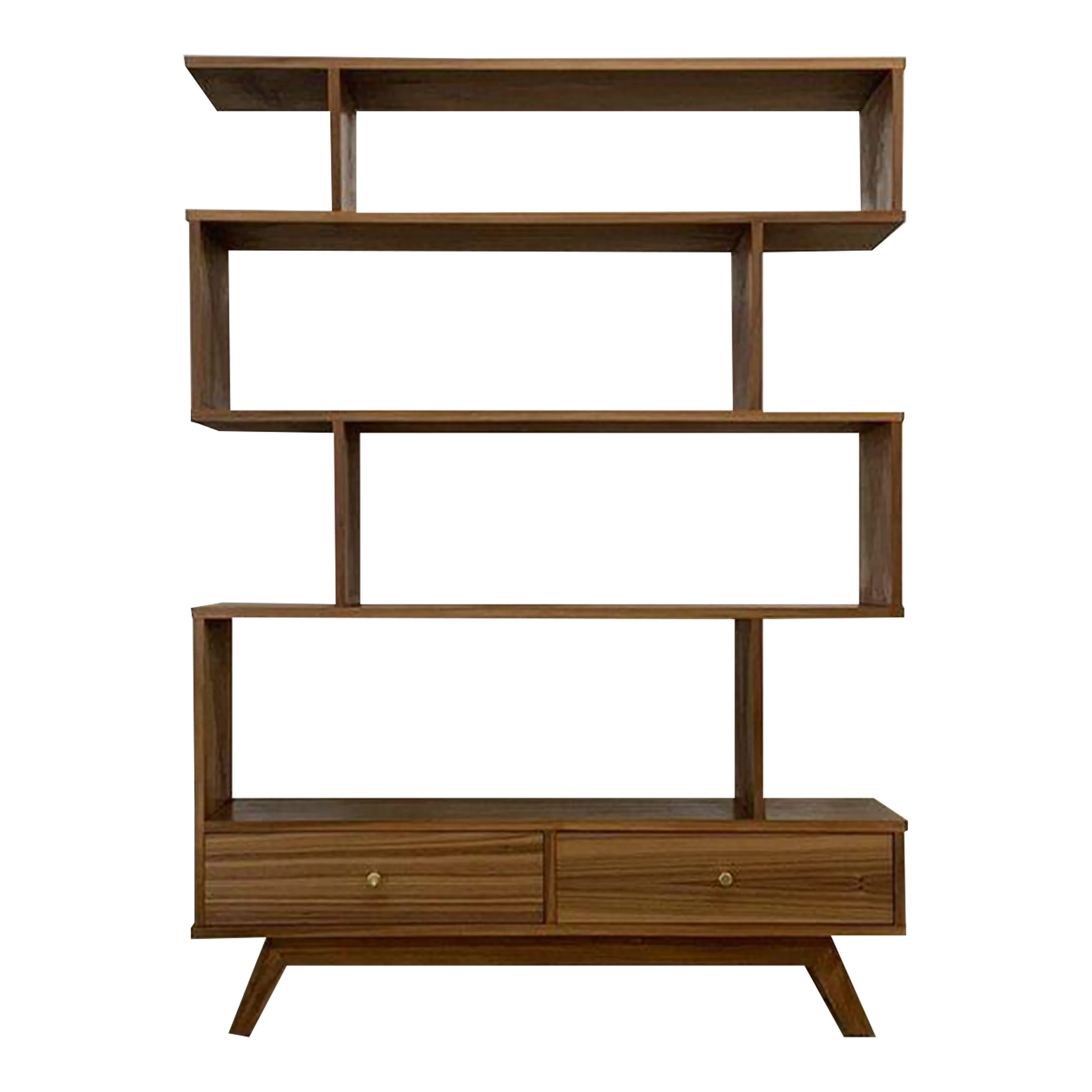 Staggered Bookcase in Walnut Double Closed Chairish