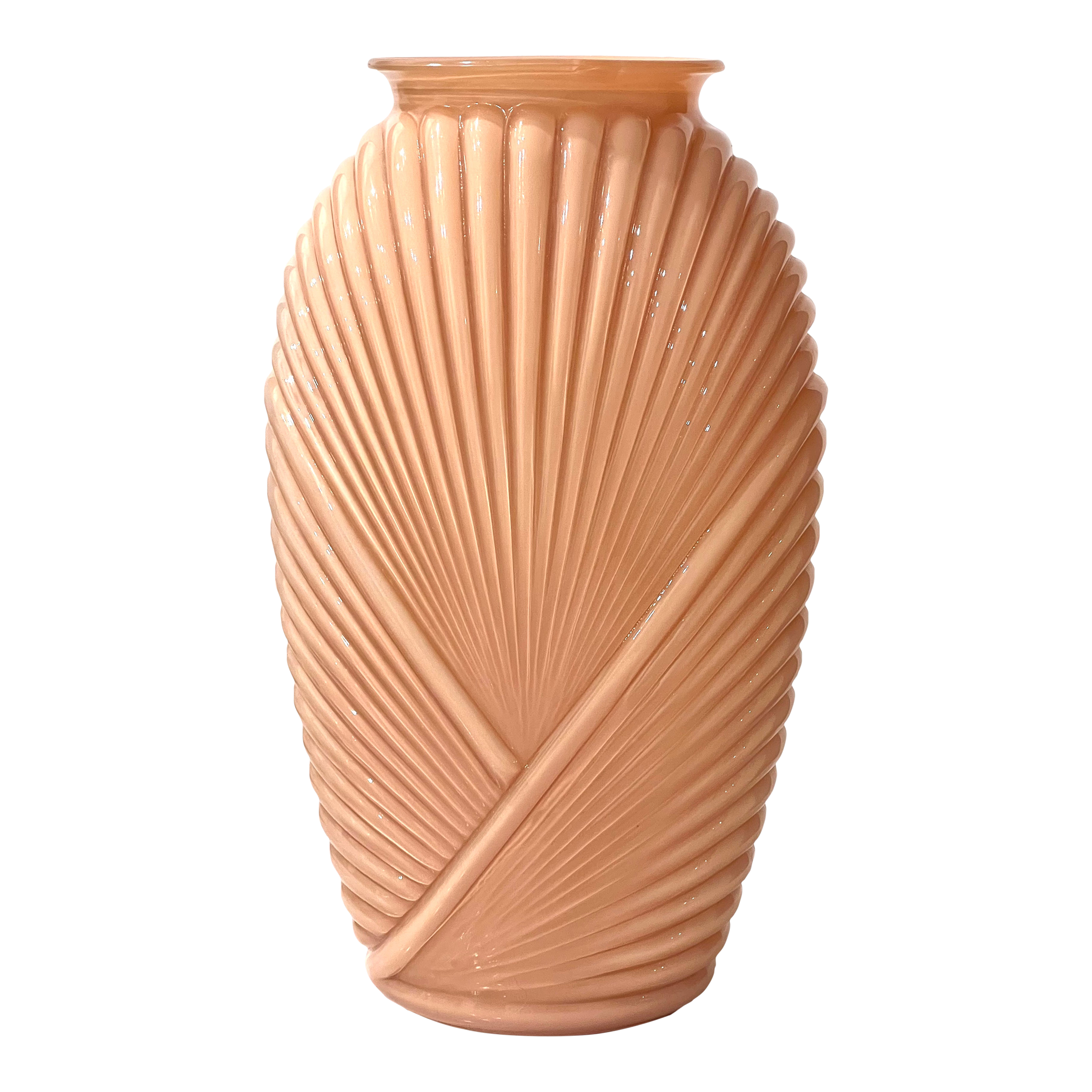 Vintage C1980s Anchor Hocking Extra Large Art Deco Ribbed Vase in