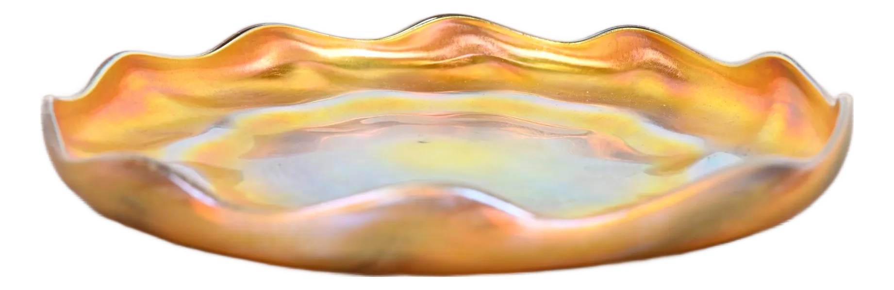 Louis Comfort Tiffany Favrile Iridescent Art Glass Plate With Scalloped Edge