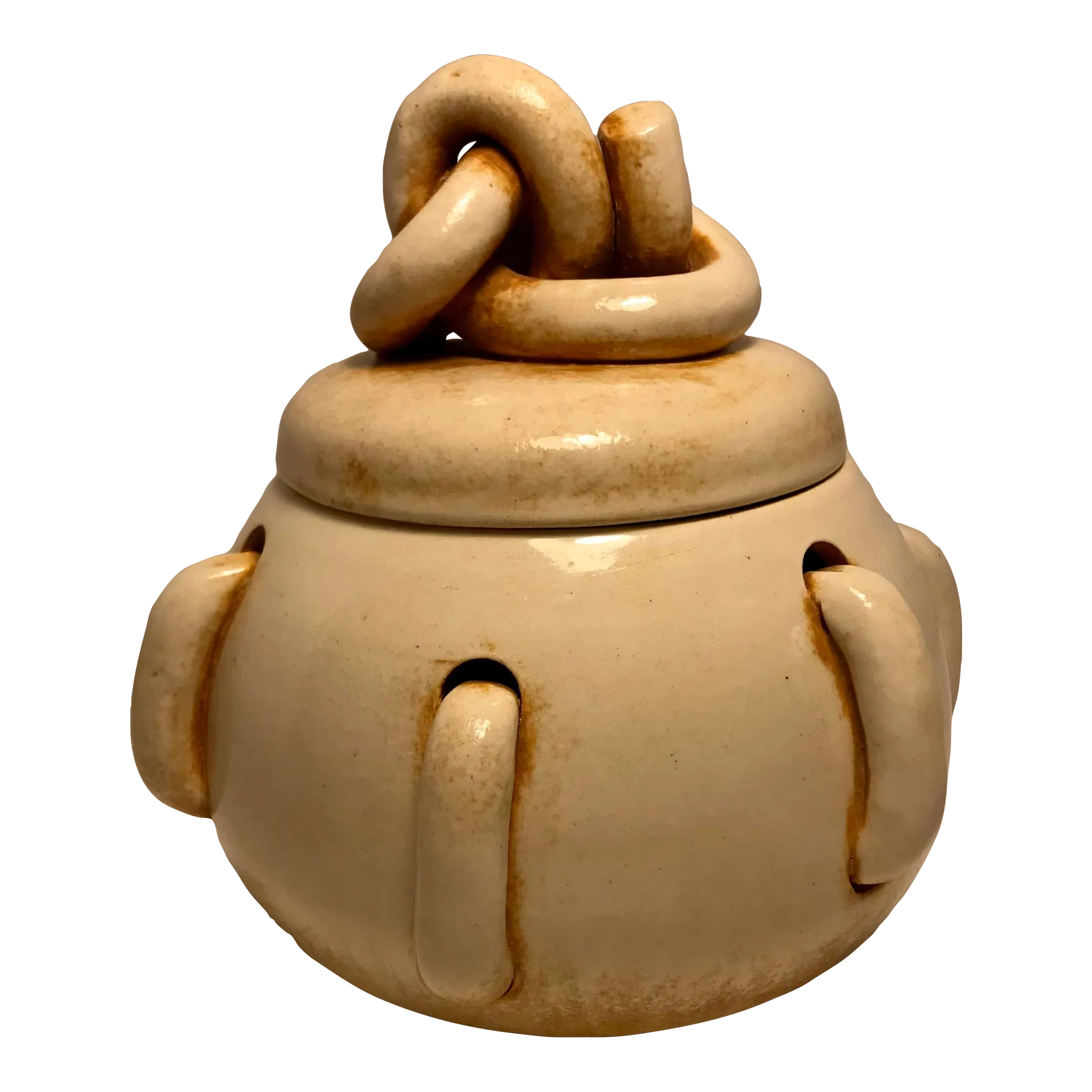 Vintage Erin Eleniak Studio Art Pottery Ceramic Garlic Keeper / Canister Chairish