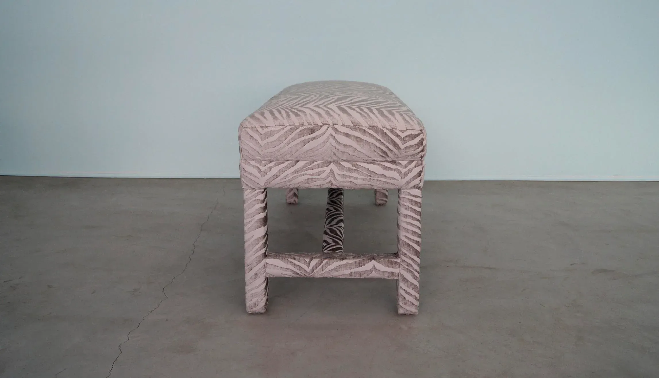 Vintage Postmodern Animalia Chenille Parsons Bench