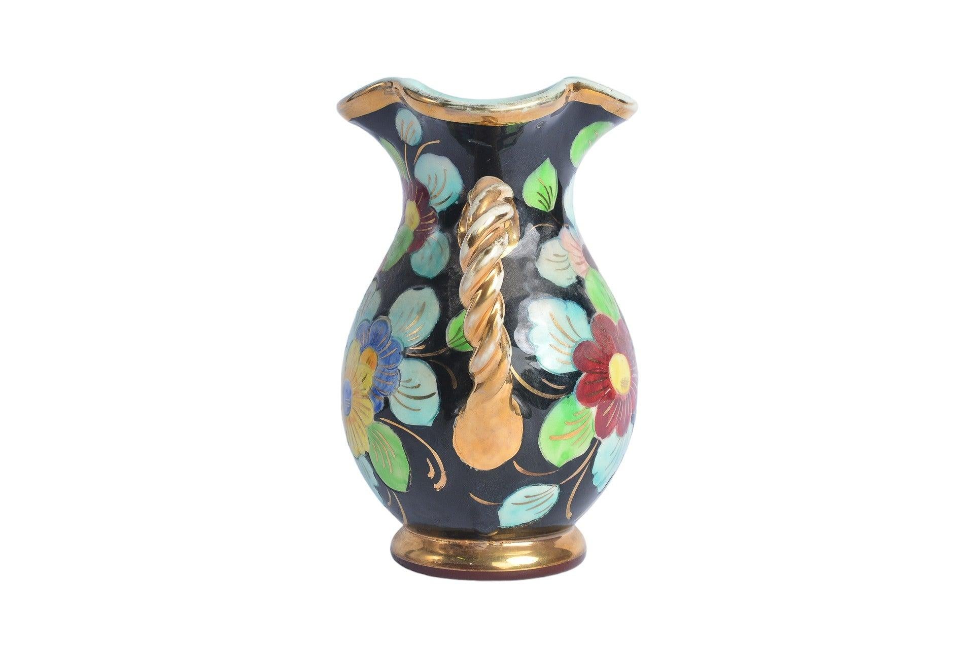 Mid Century Hand Painted Cerart Monaco Ceramic Floral Vase | Chairish