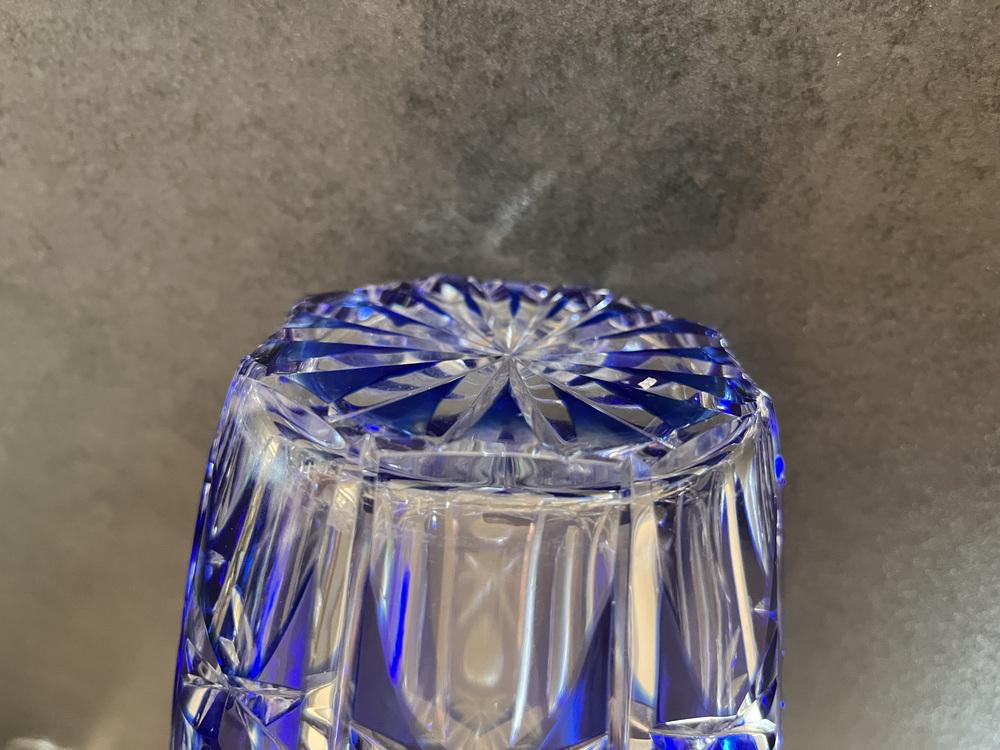 Inlaid Blue Crystal Vase, 1960s