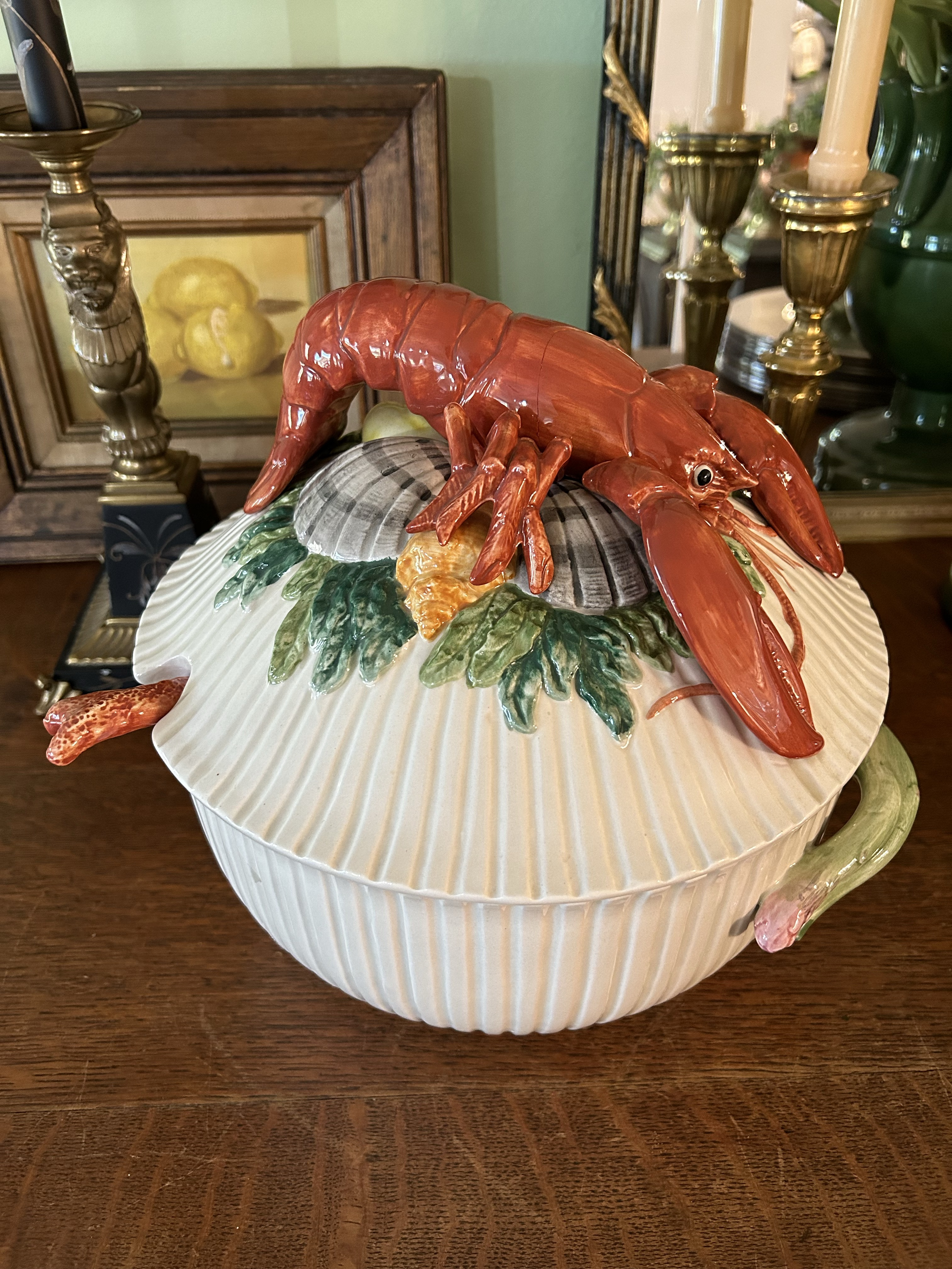 1992 Fitz and Floyd “Fish Market” Trompe L'Oeil Lobster Soup
