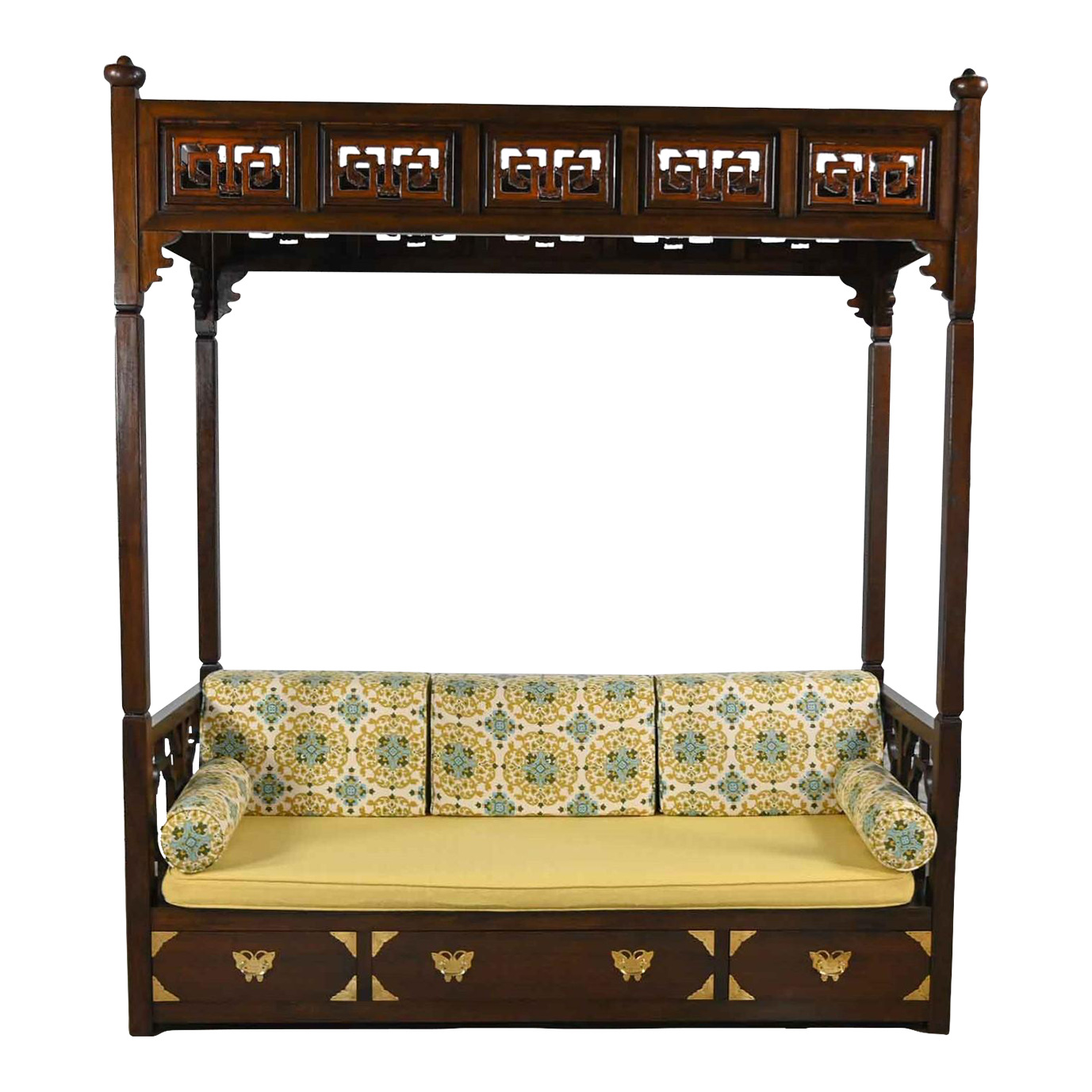 Vintage Chinoiserie Hand Carved Canopy Daybed in the Style of a Chinese Wedding Bed Chairish
