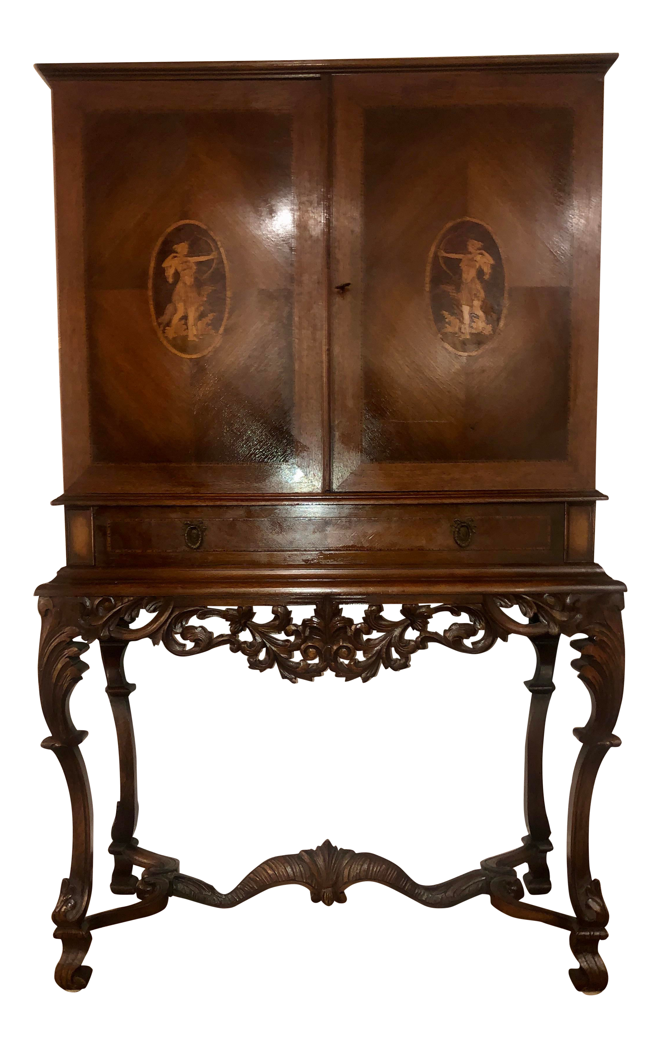 19th Century Antique Marquetry Neoclassical Renaissance Inlaid