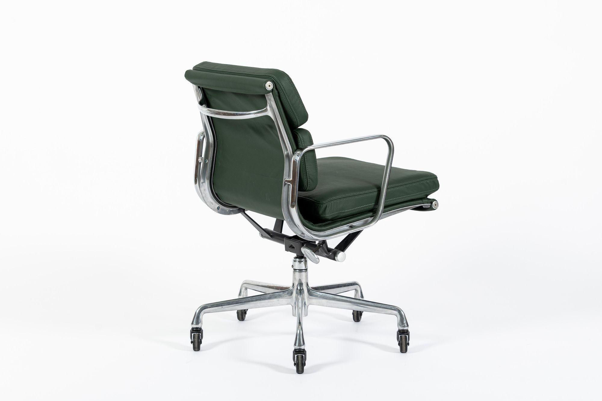 Eames for Herman Miller Green Leather Office Chair 2000s | Chairish