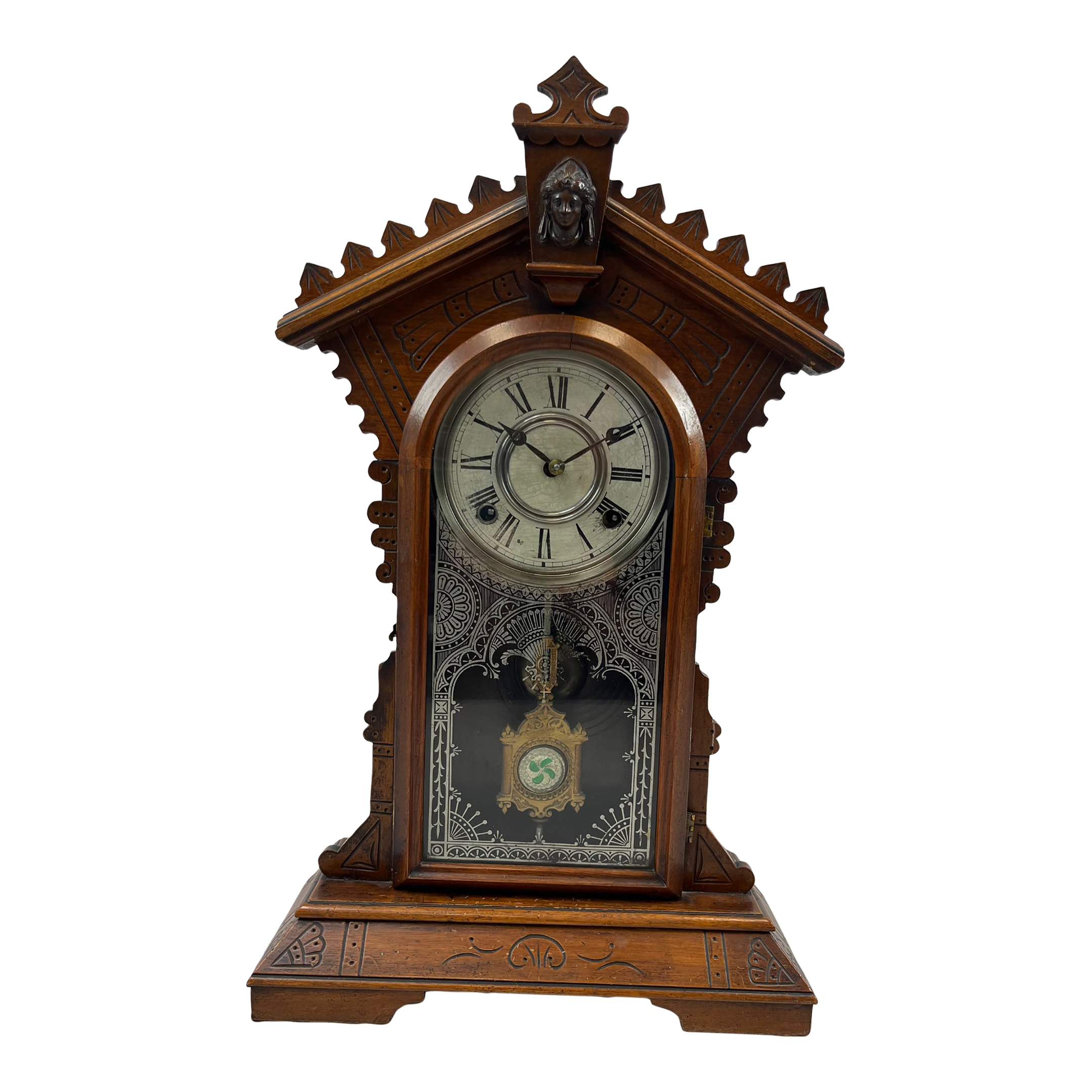Victorian Antique Walnut Mantel/Kitchen/Parlor/Gingerbread Clock