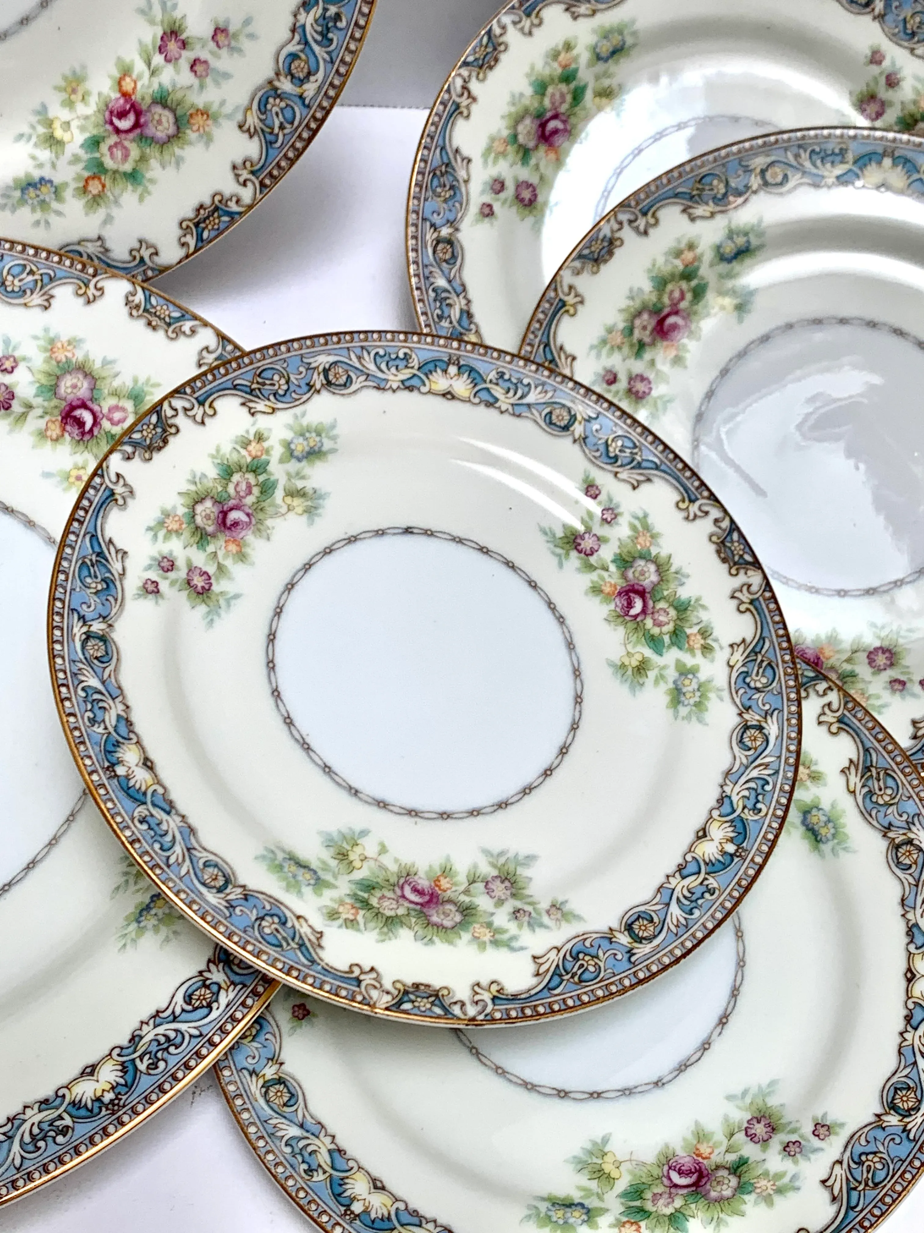 Midcentury Occupied Japan Floral Patterned Dinner Plates and
