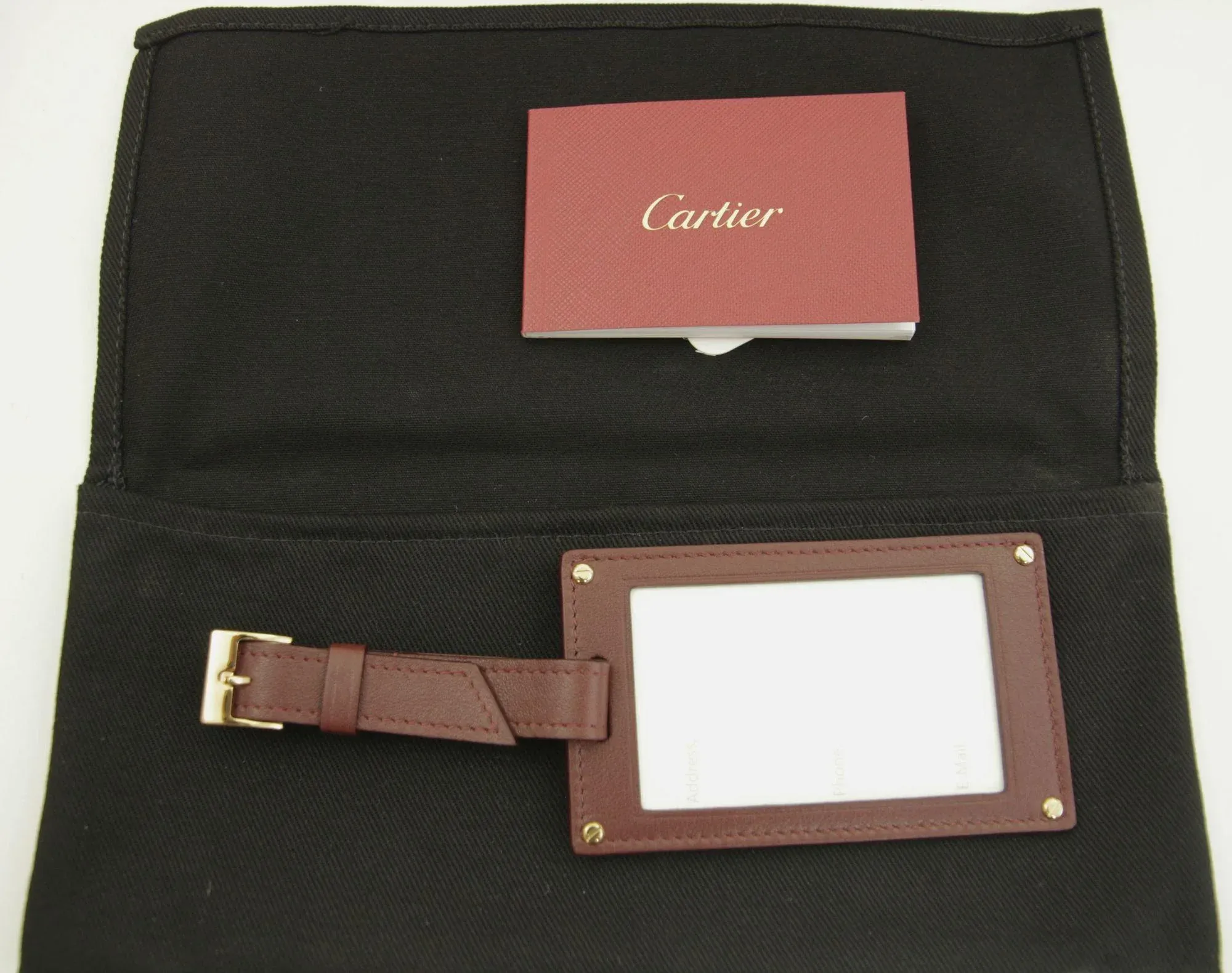 Cartier Paris Burgundy Calfskin Leather Luggage Tag