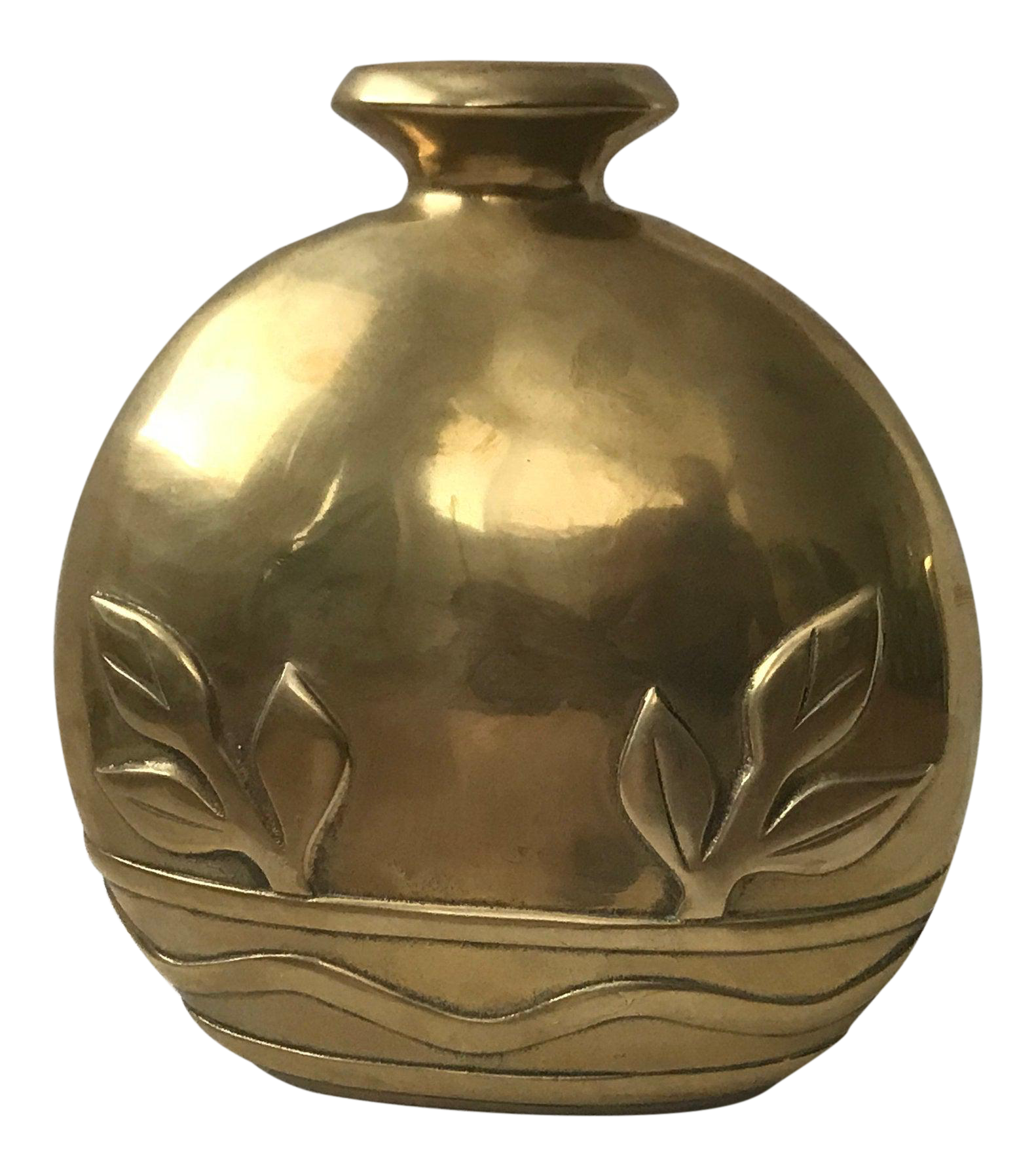 Vintage Mid Century Large Dolbi Cashier Brass Vase Flower Detail Chairish