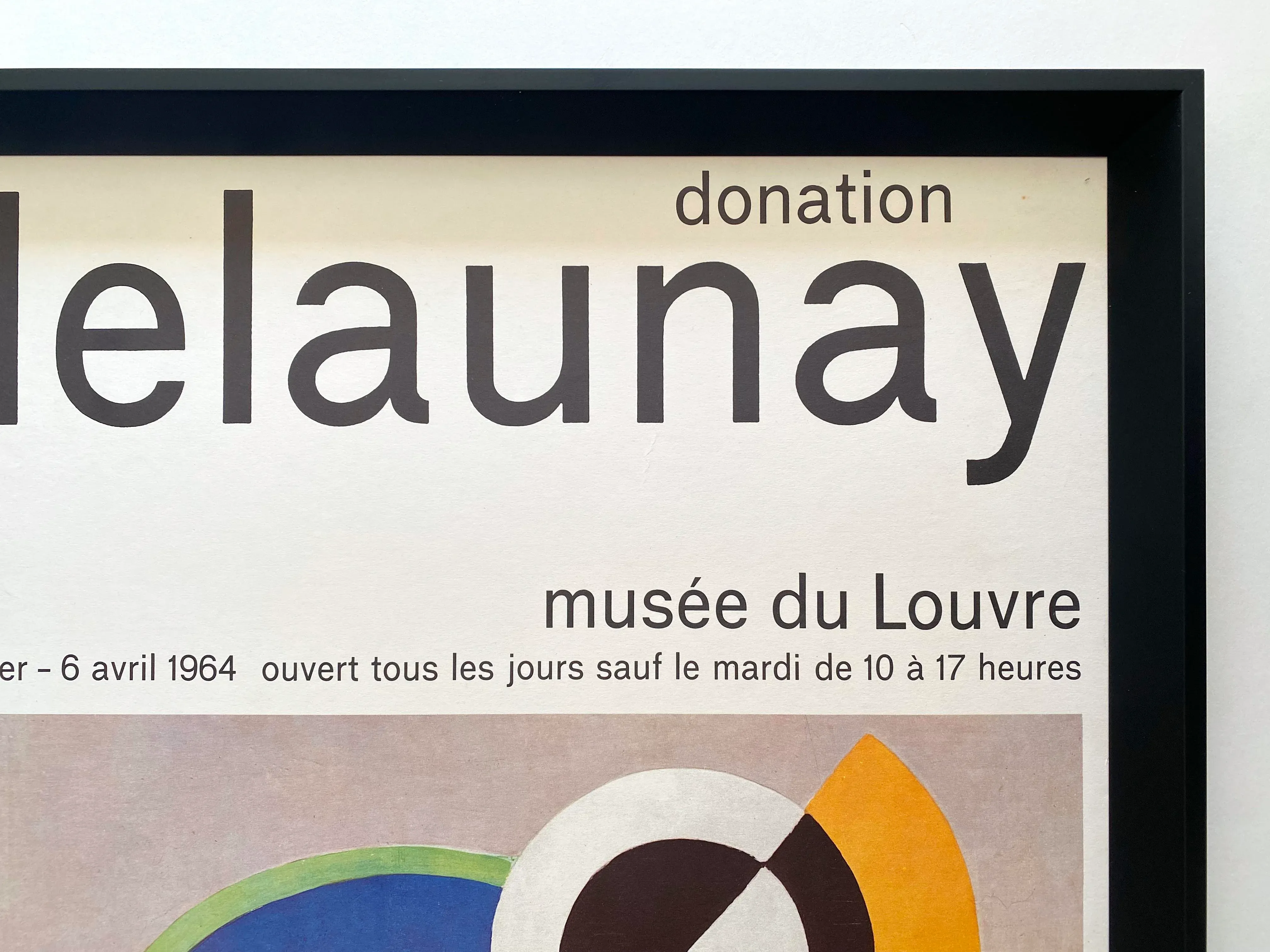 Sonia Delaunay Vintage 1964 Mid Century Modernist Lithograph Print Framed Landmark Paris Exhibition Poster \