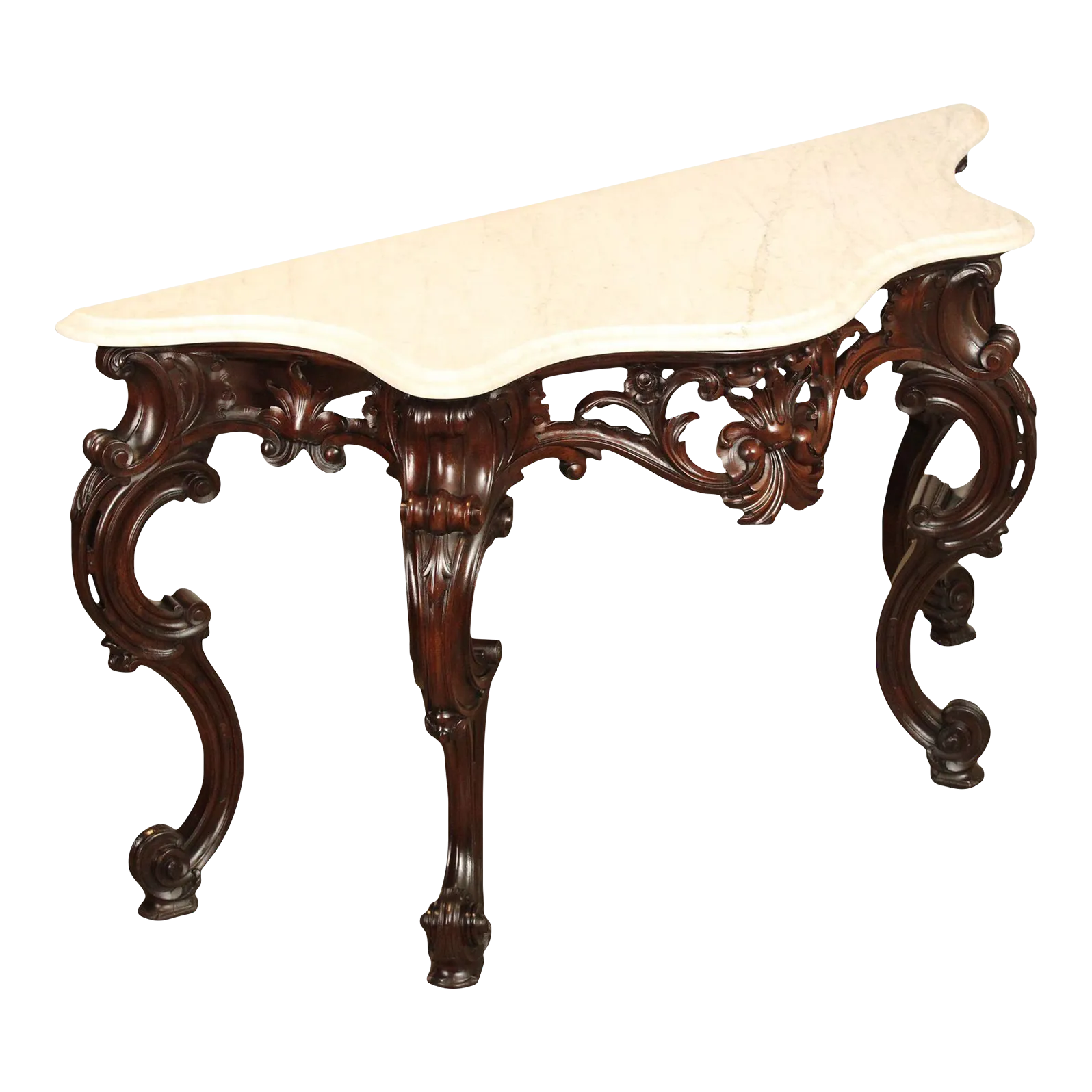 C. Lazarus & Co. Antique Rococo Style Marble Top Console Table Chairish