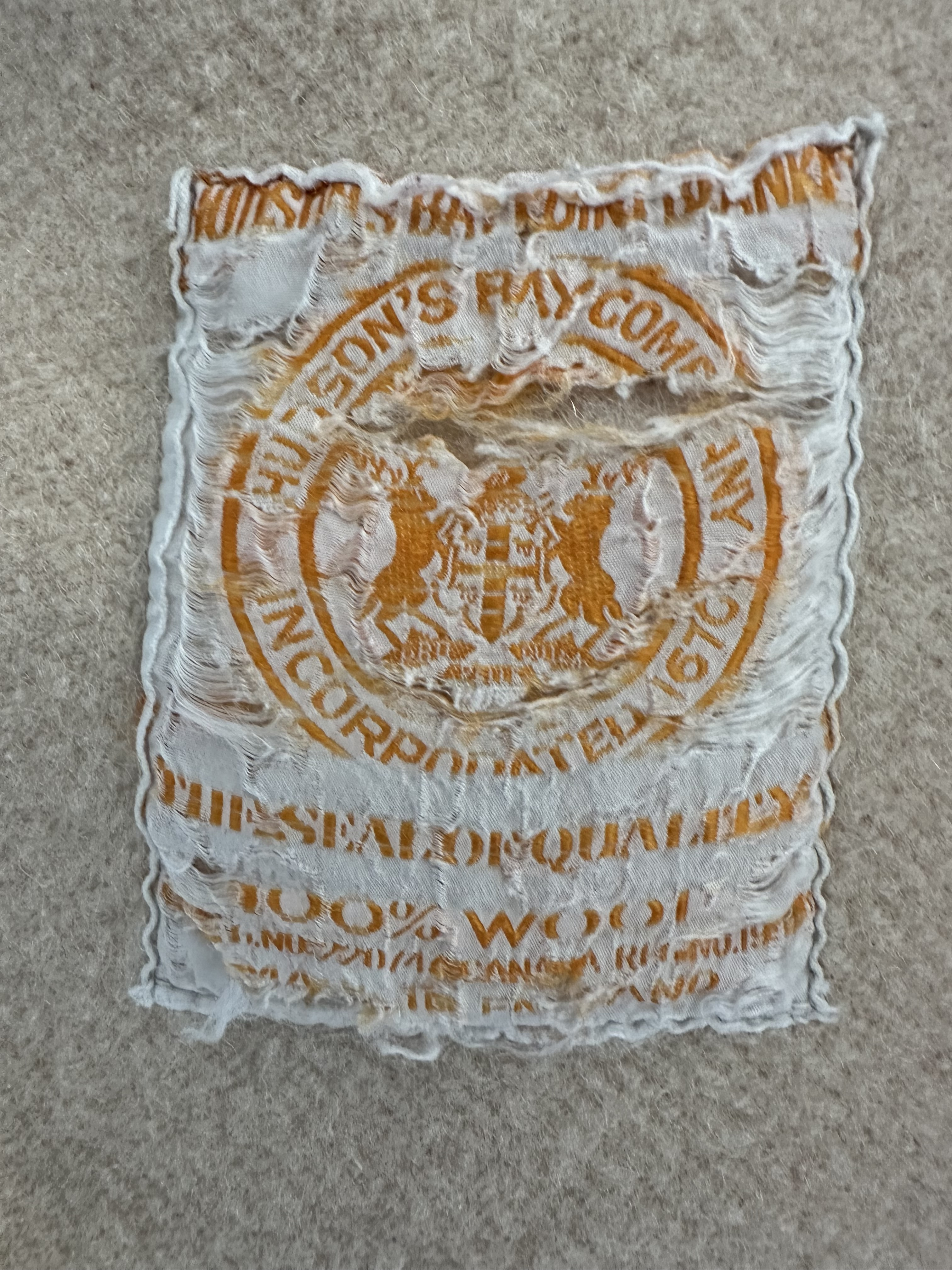 Bedding Hudson Bay Blanket Labels Age Vintage Orange Label 1930