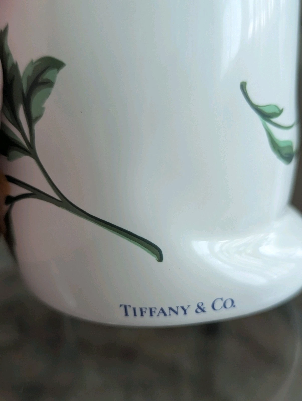 Vintage 1996 Tiffany Co Sintra White Floral Porcelain Cat Figurine