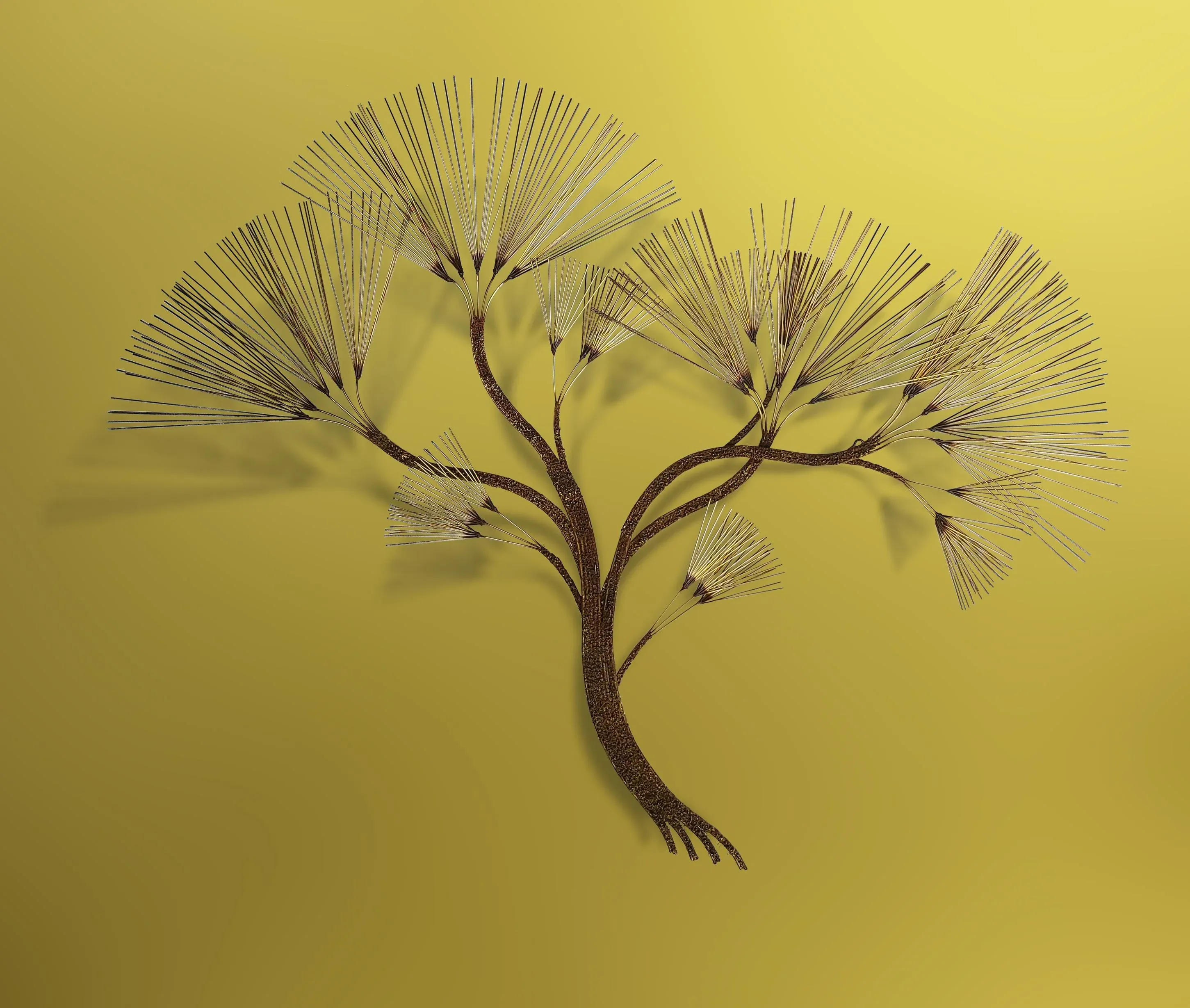Curtis Jere Mid Century Modern Wire Brass Cypress Tree Wall