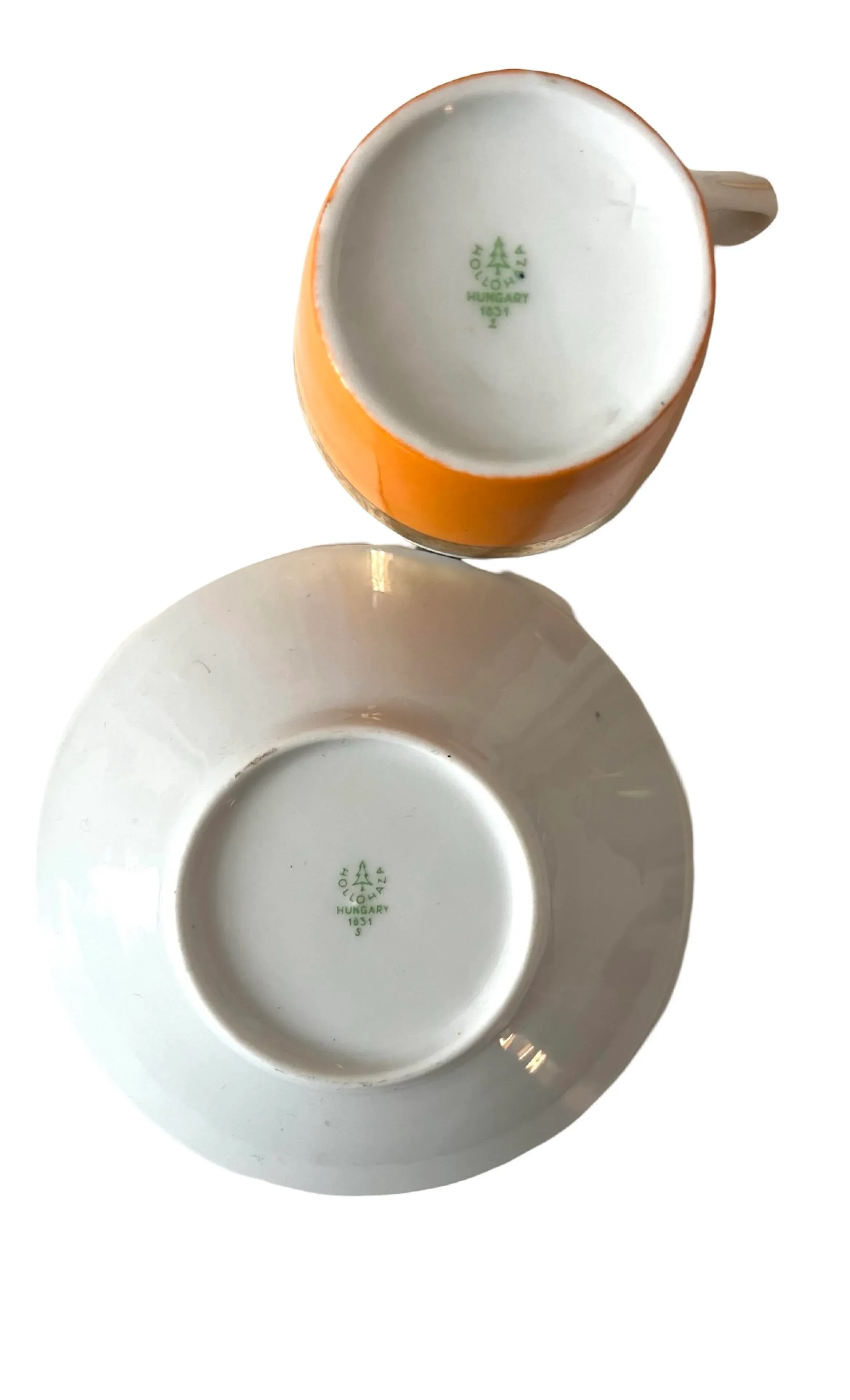 Mid Century Modern 1960's Vintage European Orange Gilt Espresso