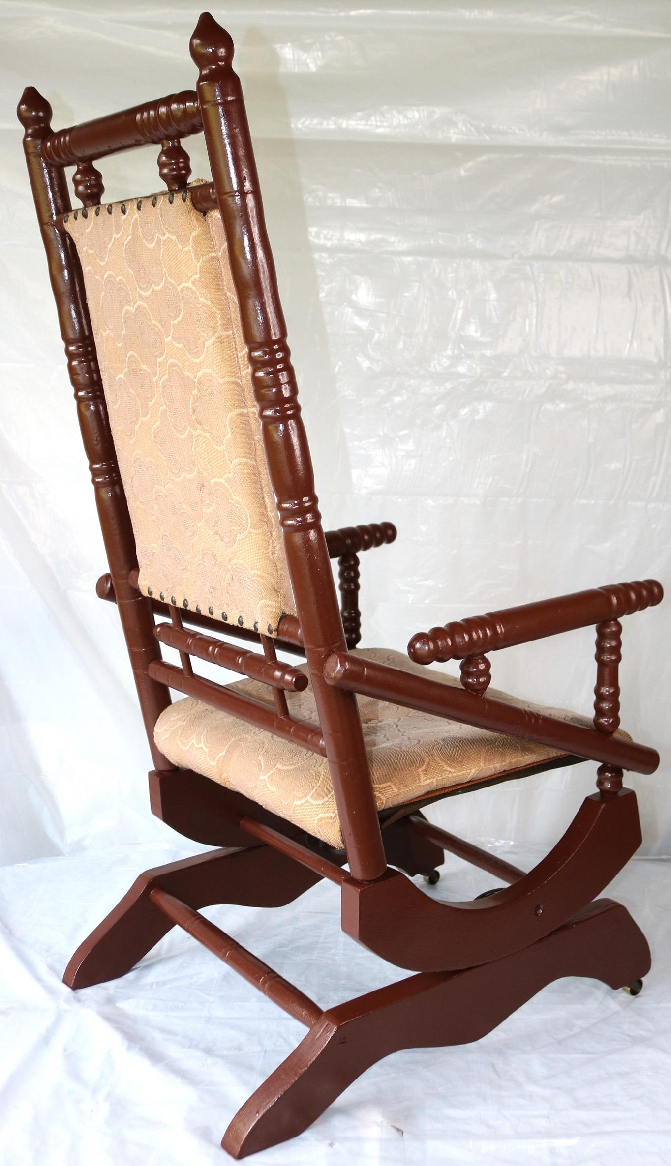 Antique Upholstered Oak Platform Rocker, Circa 1915 Chairish