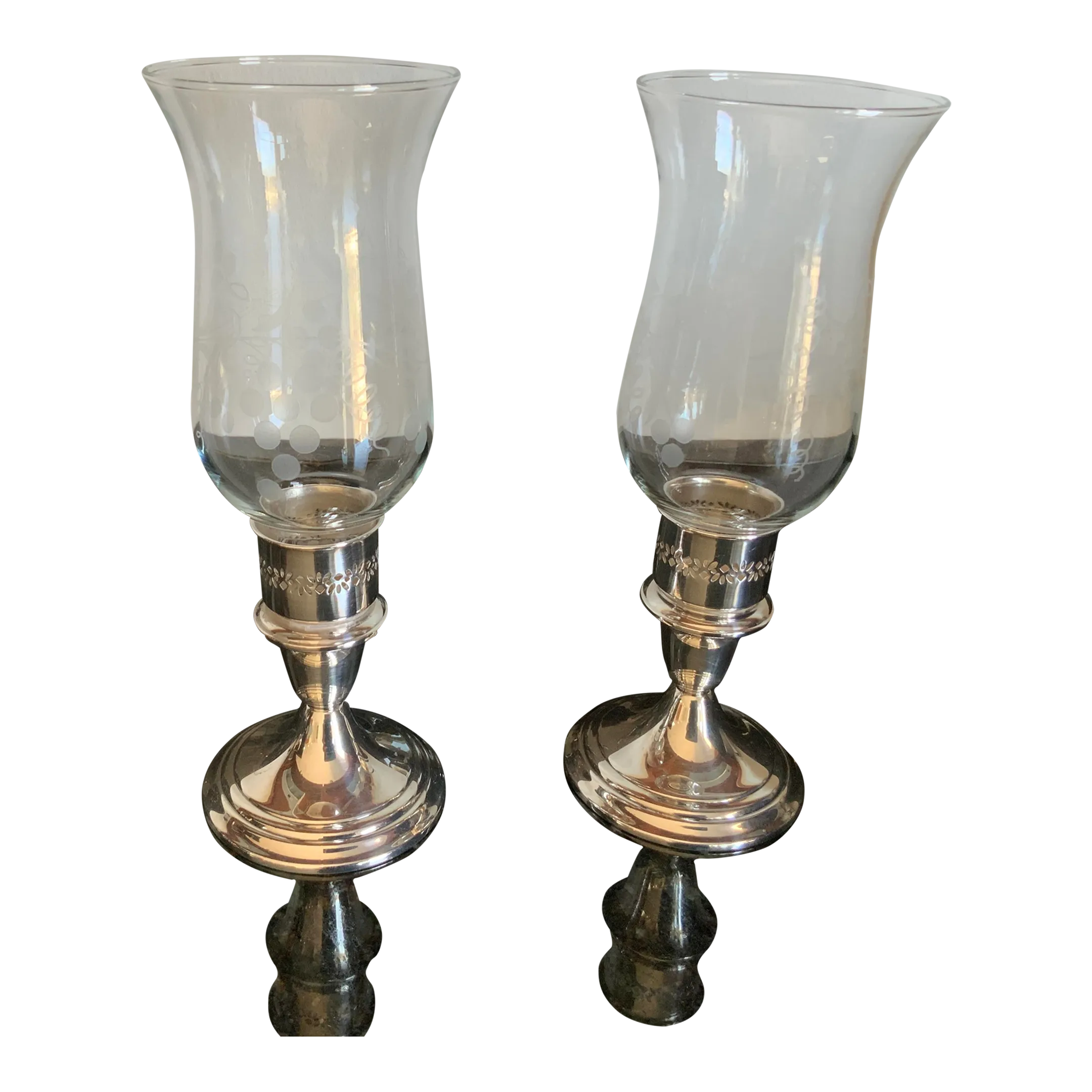 1970s Gorham Silver Candlesticks With Glass Shades a Pair Chairish