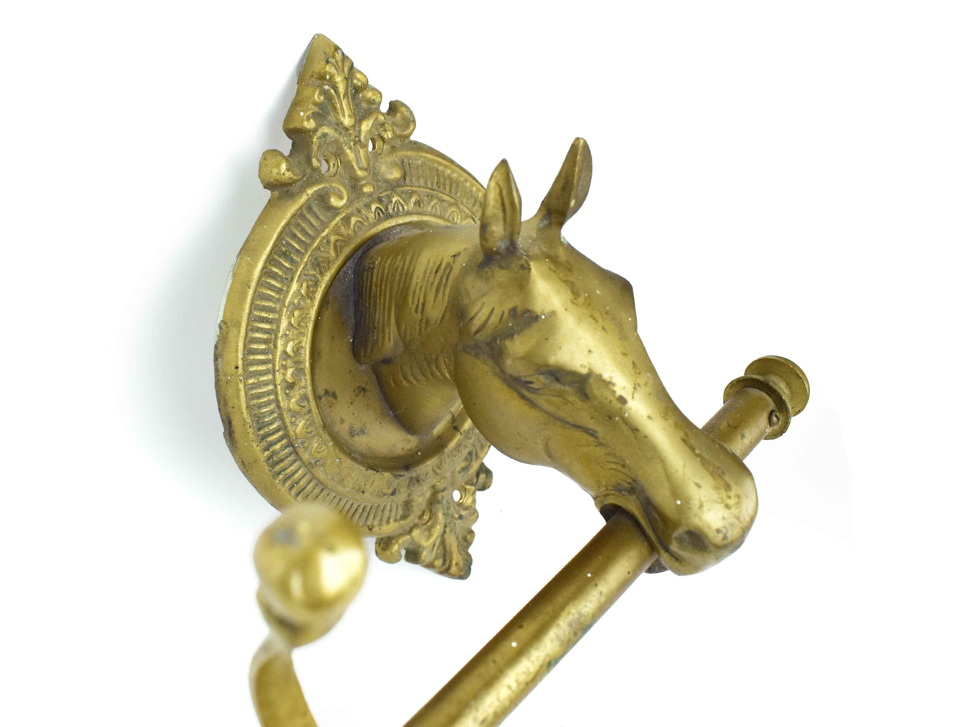Early 20th Century Solid Brass Horse Head Wall Mounted Equestrian  display picture 1