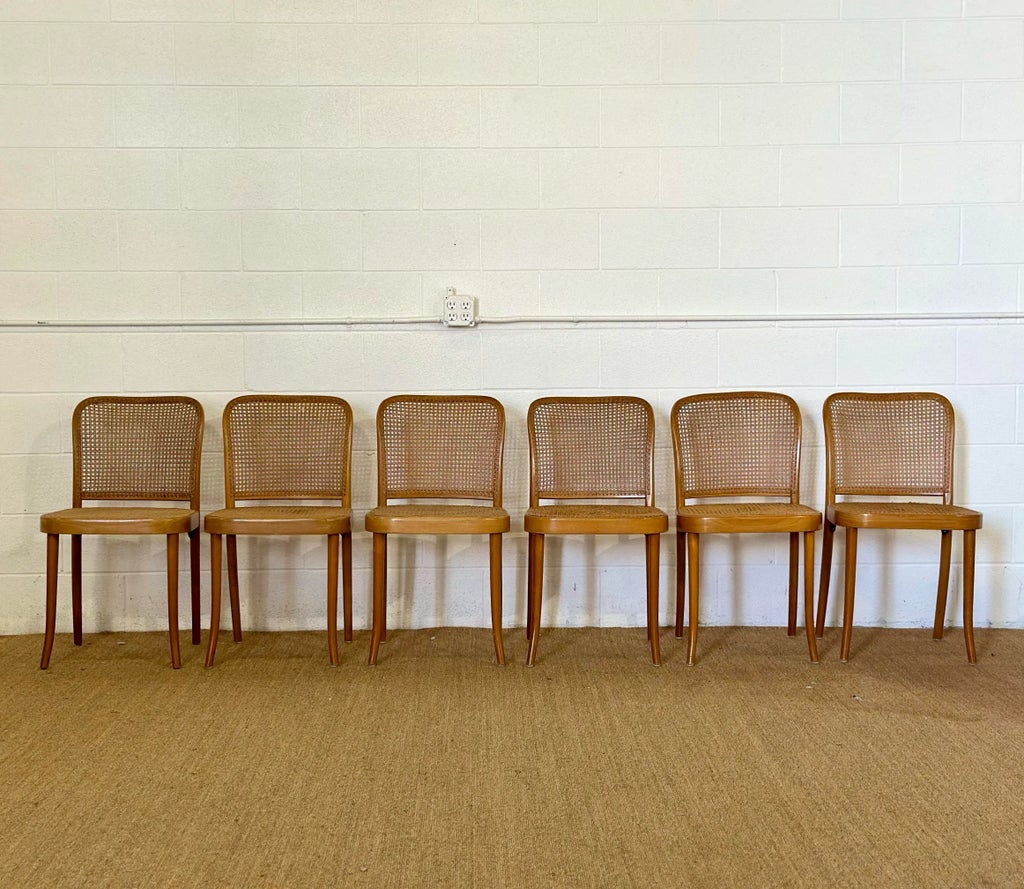1930s Josef Hoffmann No. 811 Prague Bentwood & Cane Dining Chairs
