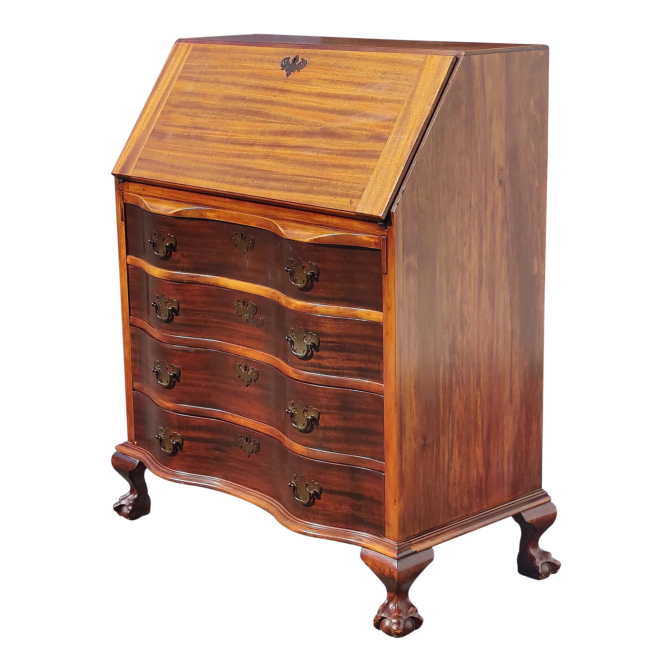 Mid 20th Century Vintage Maddox Colonial Queen Anne Mahogany Slant