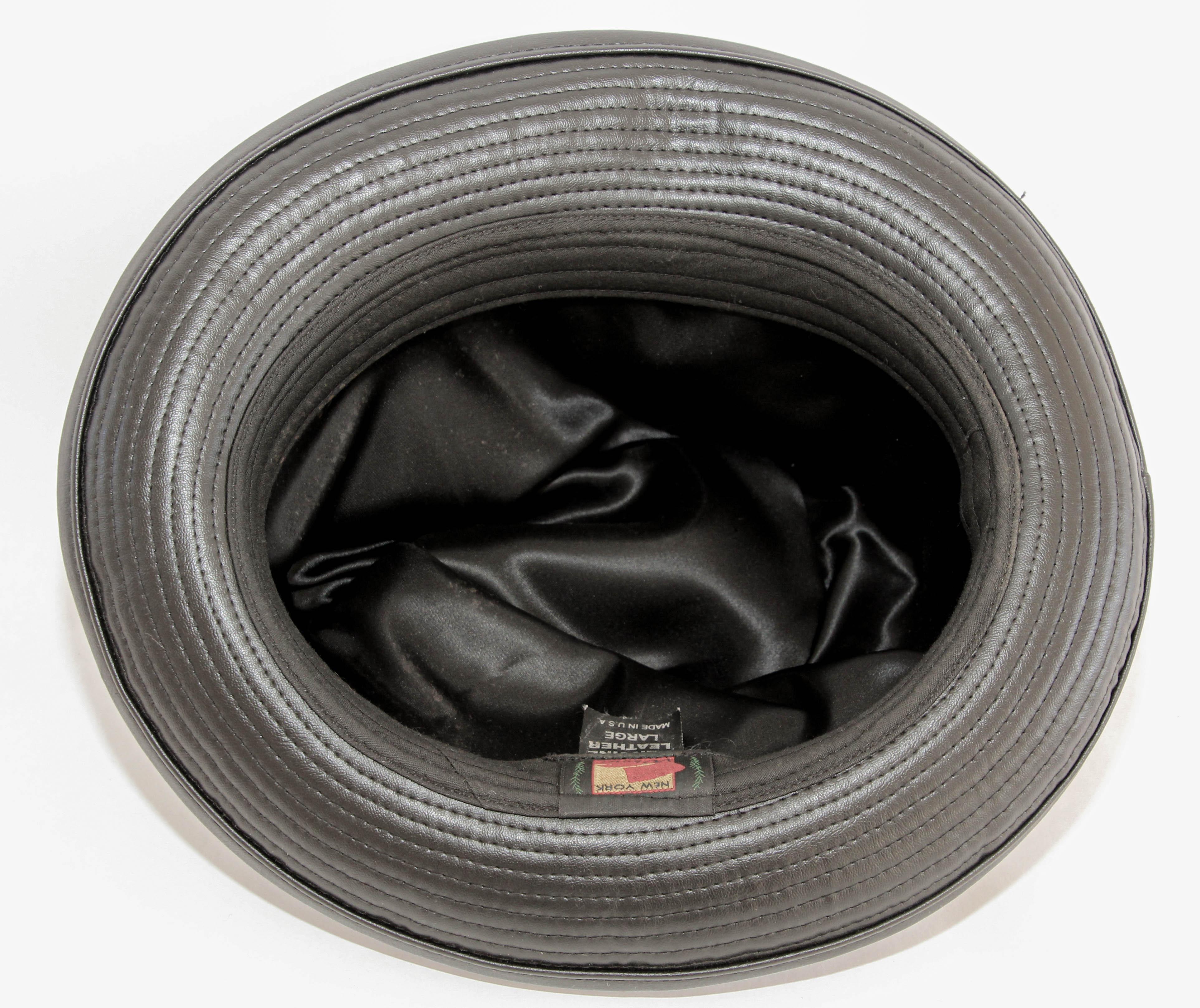 1980's New York Winner Lambskin Leather Fedora Hat | Chairish